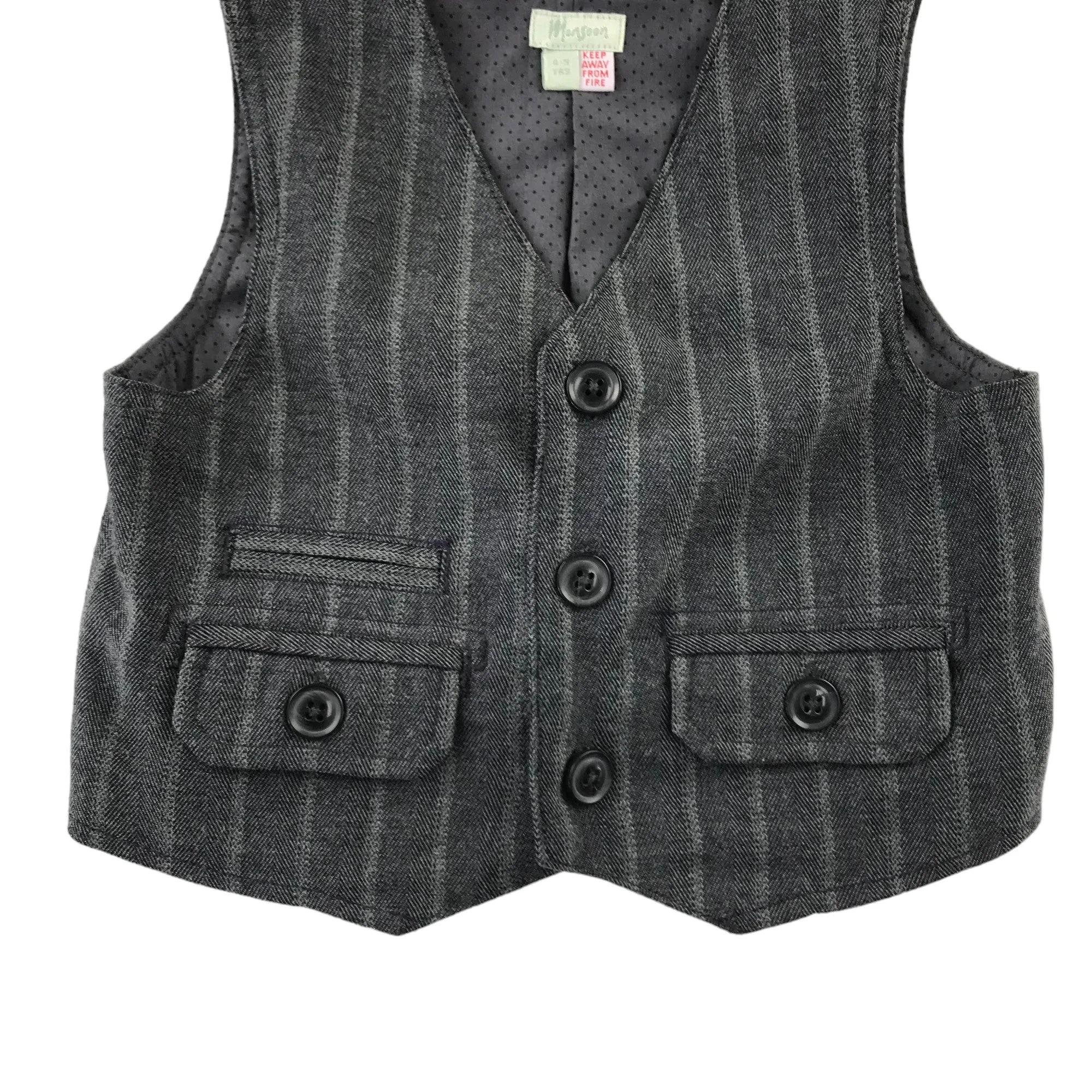 Monsoon waistcoat 4-5 years grey stripy pattern formal