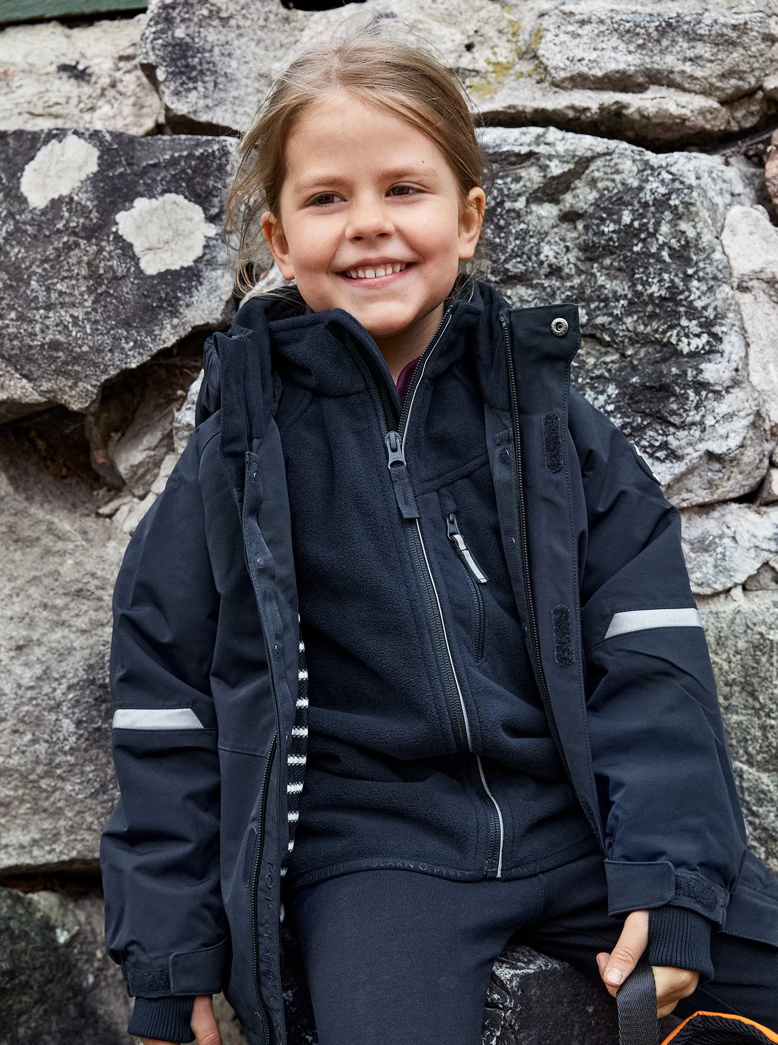 Navy Waterproof Kids Fleece Jacket