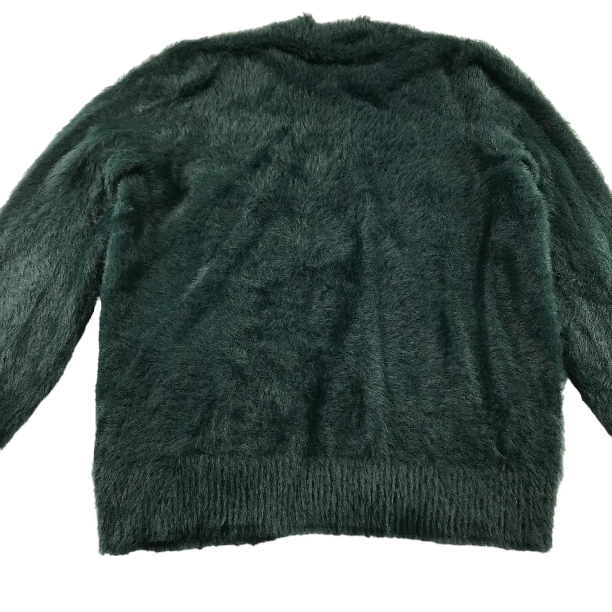Next cardigan 7 years emerald green fluffy open medium long shrug
