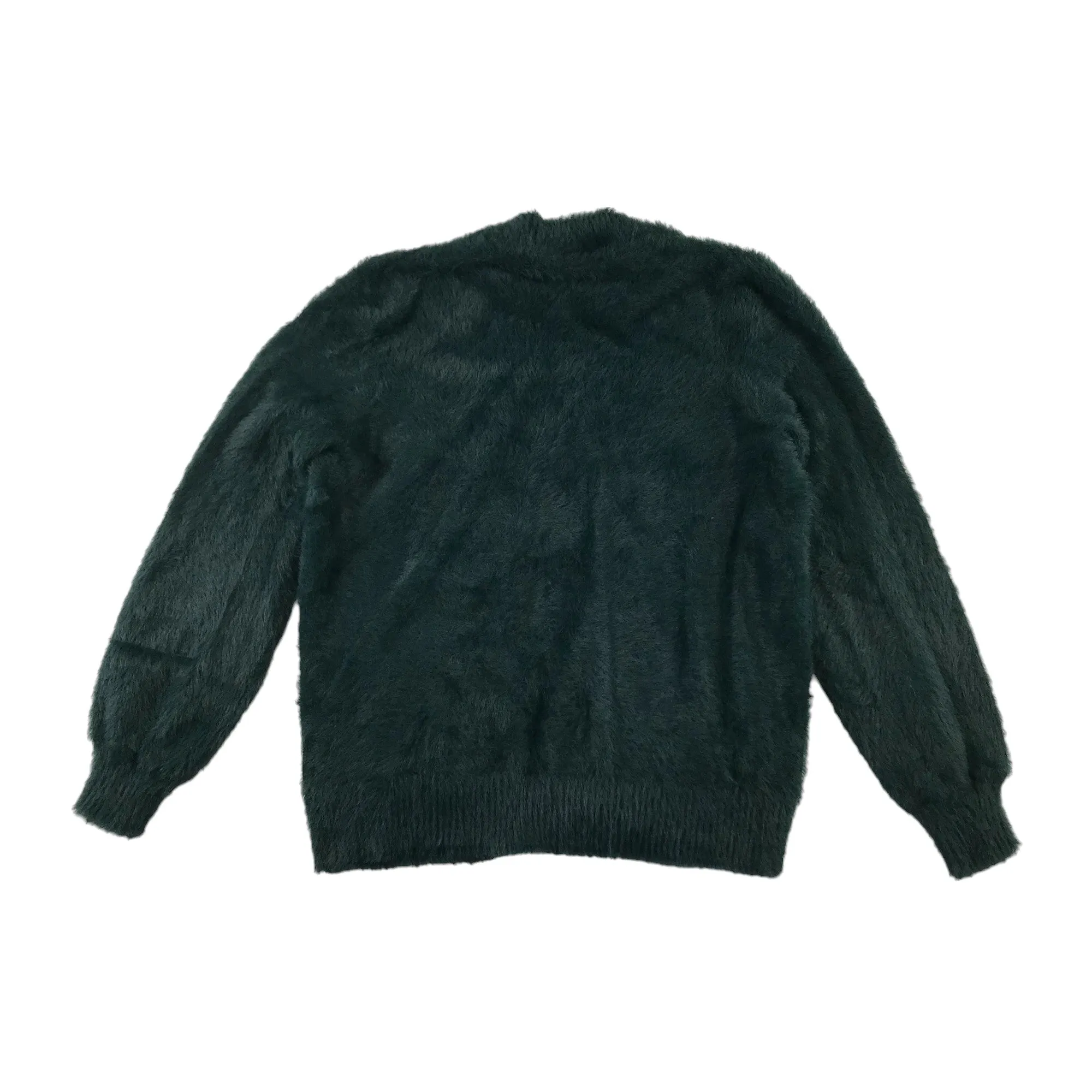 Next cardigan 7 years emerald green fluffy open medium long shrug