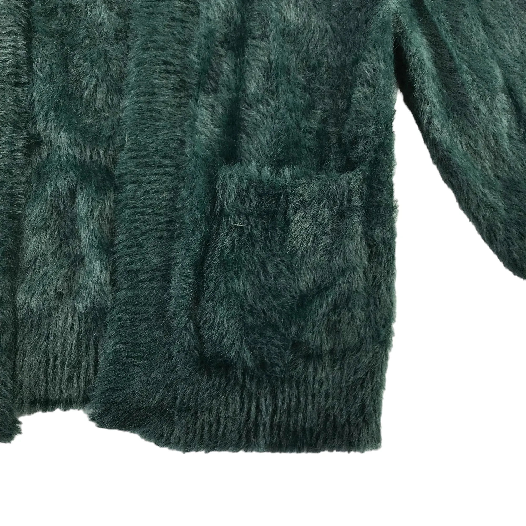 Next cardigan 7 years emerald green fluffy open medium long shrug