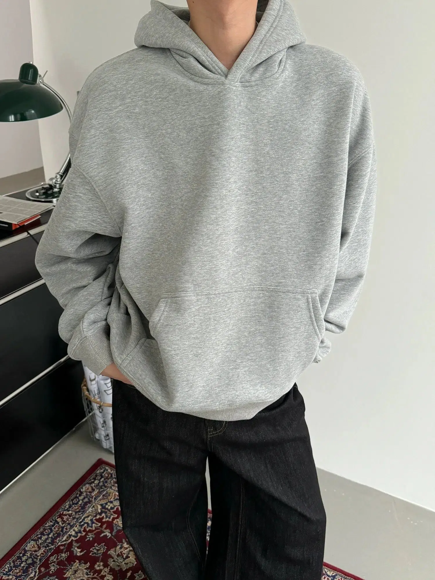 Nine Solid Color Kangaroo Pocket Hoodie