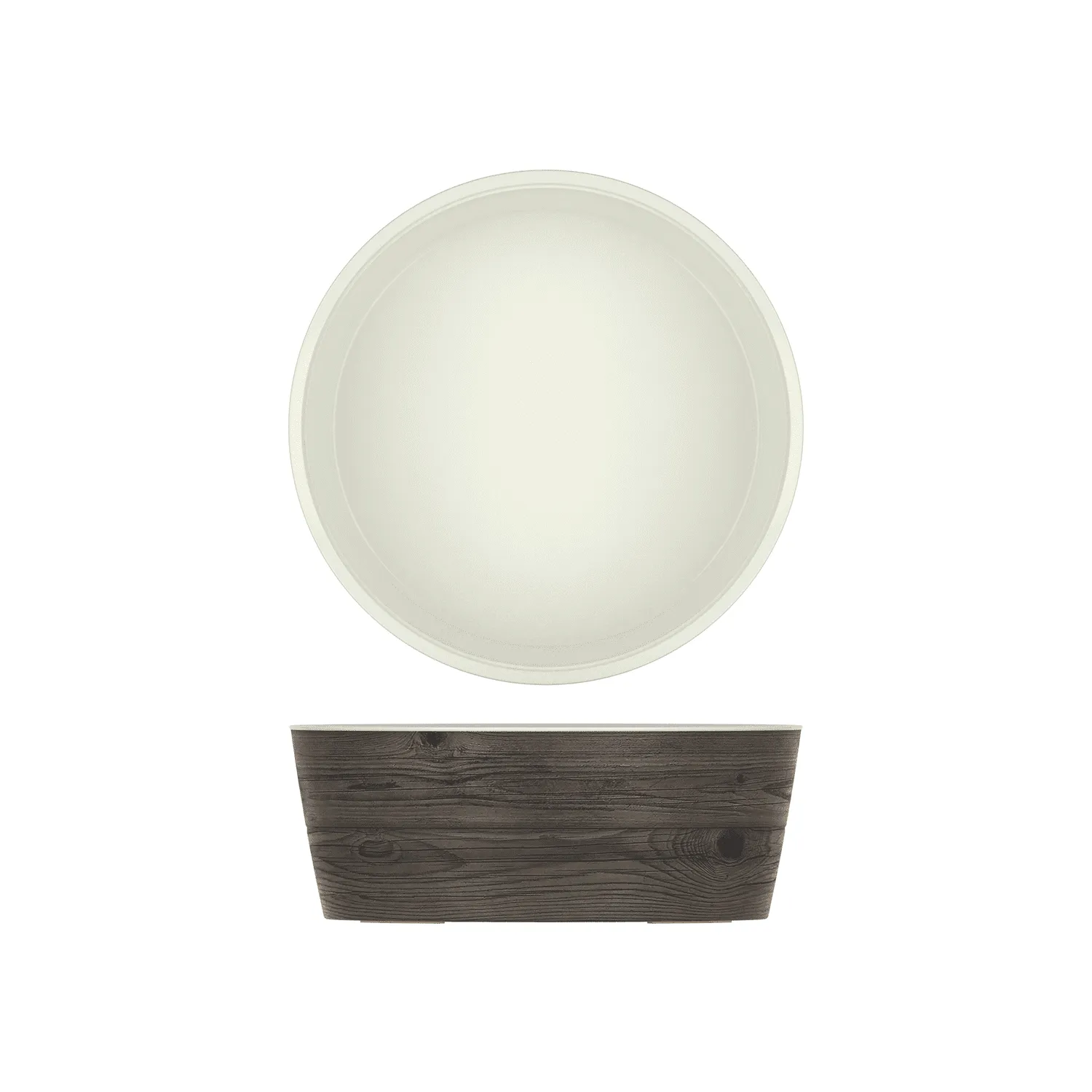 Oak/White New Haven Melamine Bowl 26.5 x 10cm - Pack 1