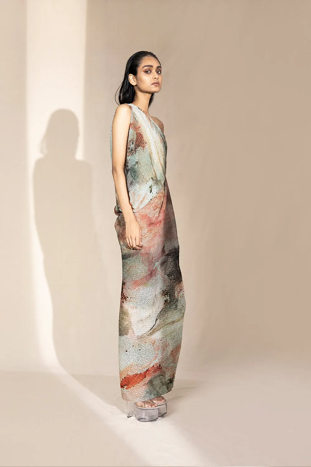 One-Off Shoulder Draped Dress