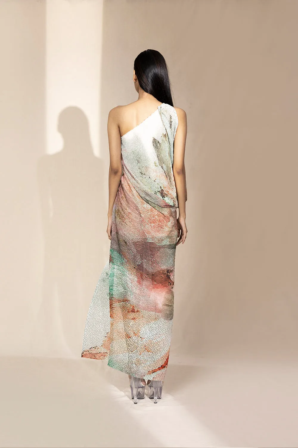One-Off Shoulder Draped Dress