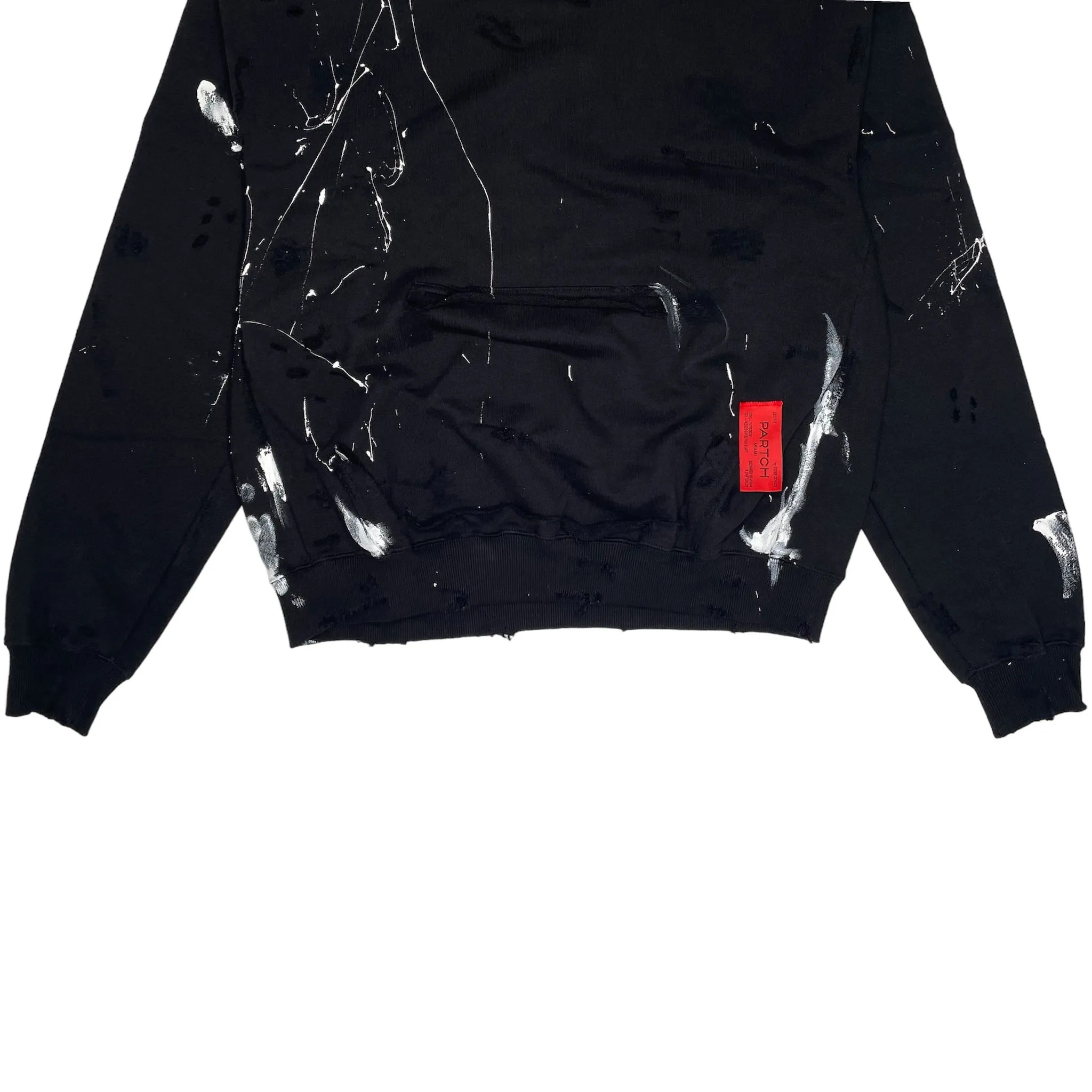 PARTCH Distressed Paint Splatters Oversized Hoodie Black