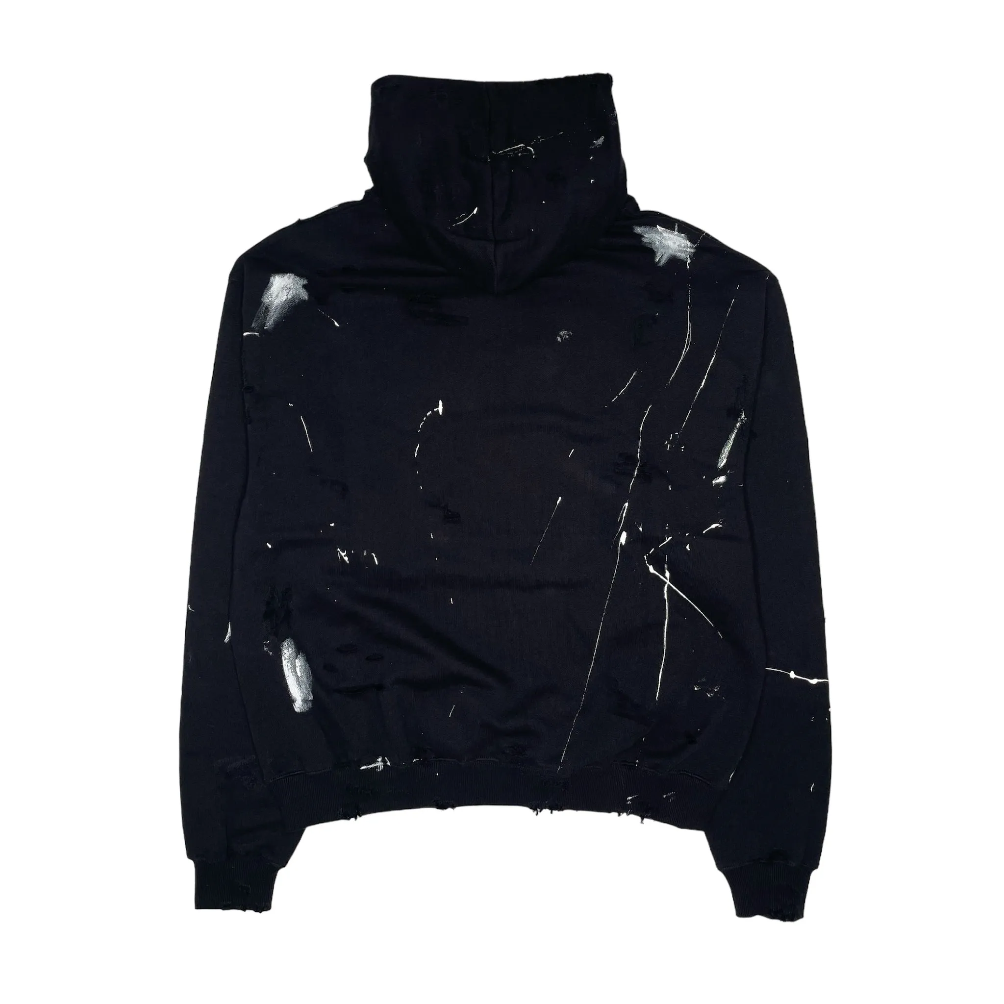 PARTCH Distressed Paint Splatters Oversized Hoodie Black