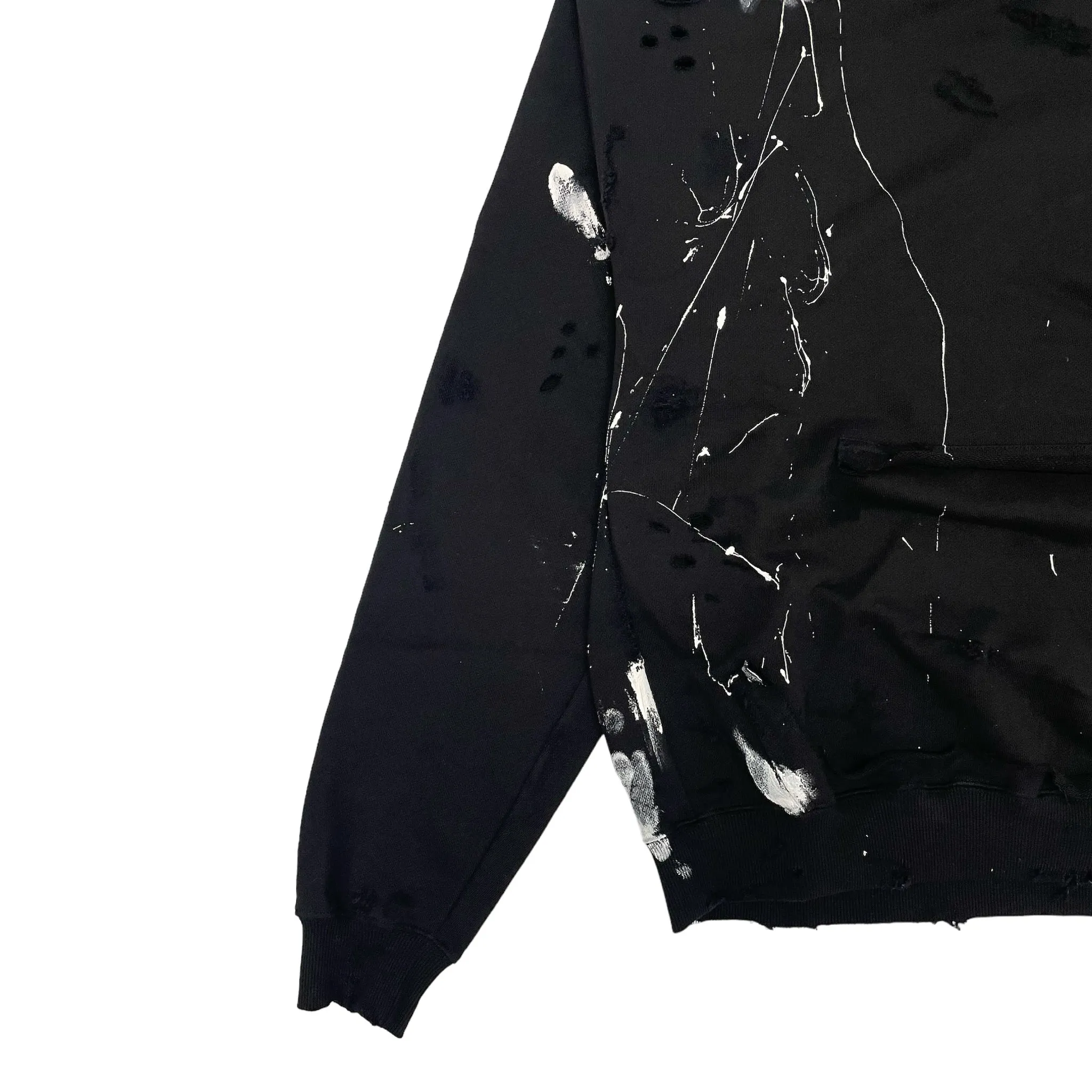 PARTCH Distressed Paint Splatters Oversized Hoodie Black