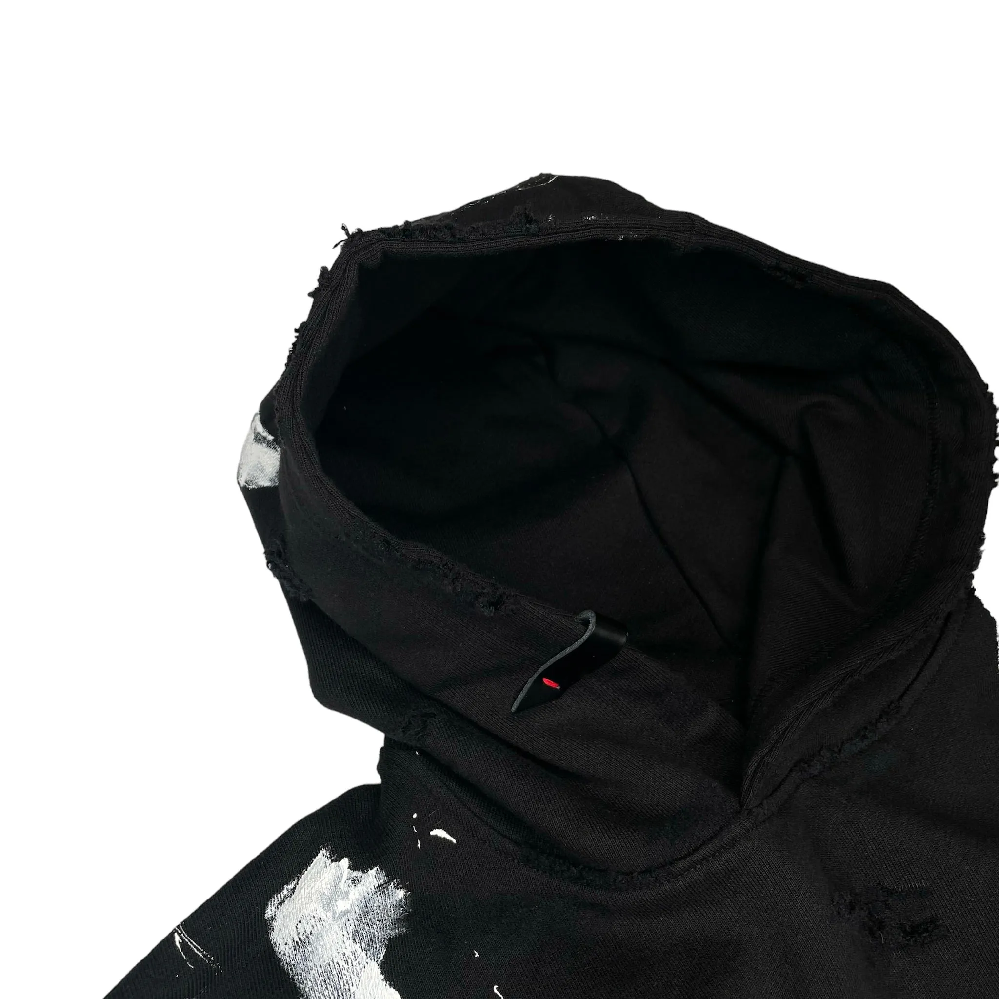 PARTCH Distressed Paint Splatters Oversized Hoodie Black