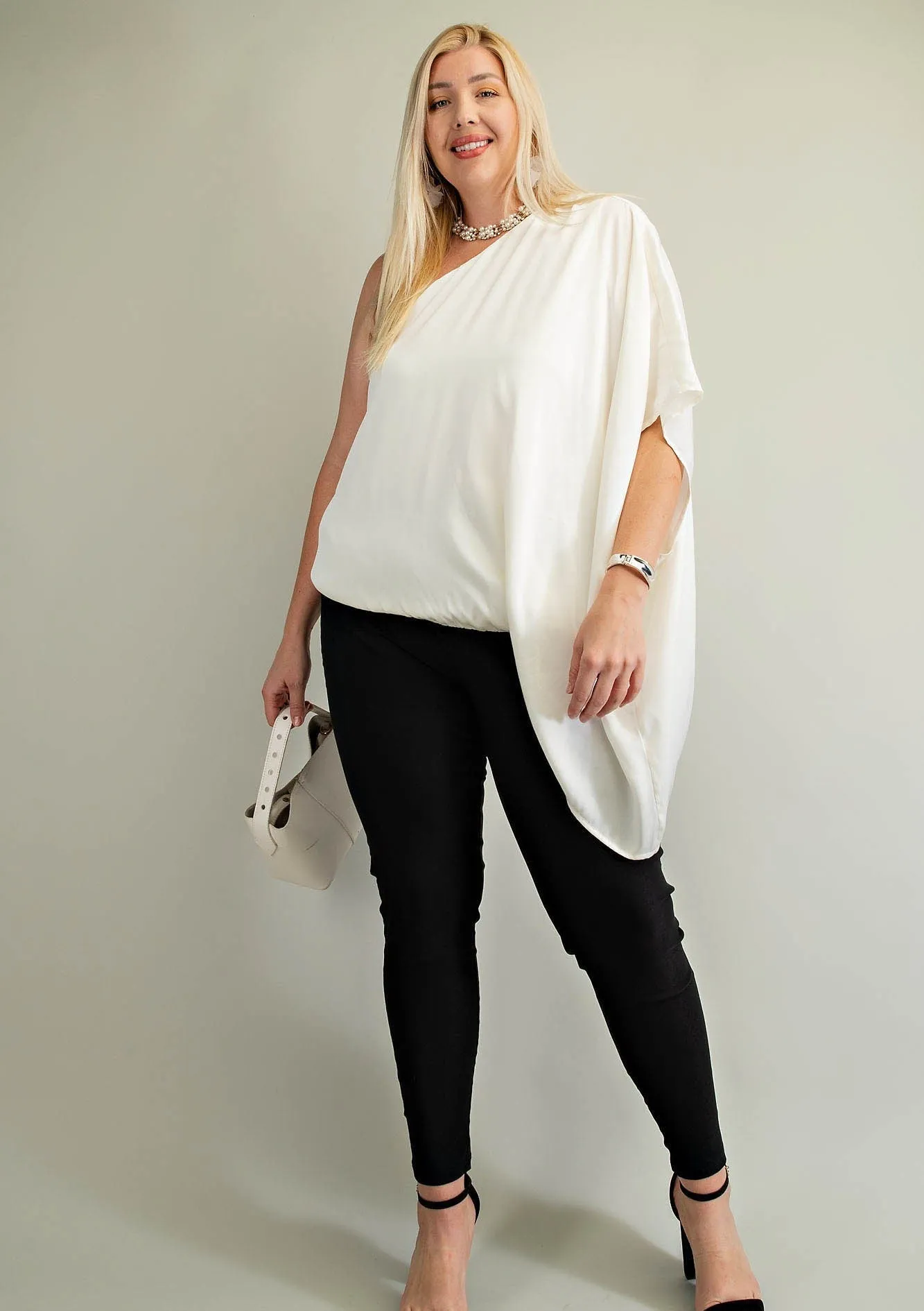 Plus One Shoulder Unbalanced Top*