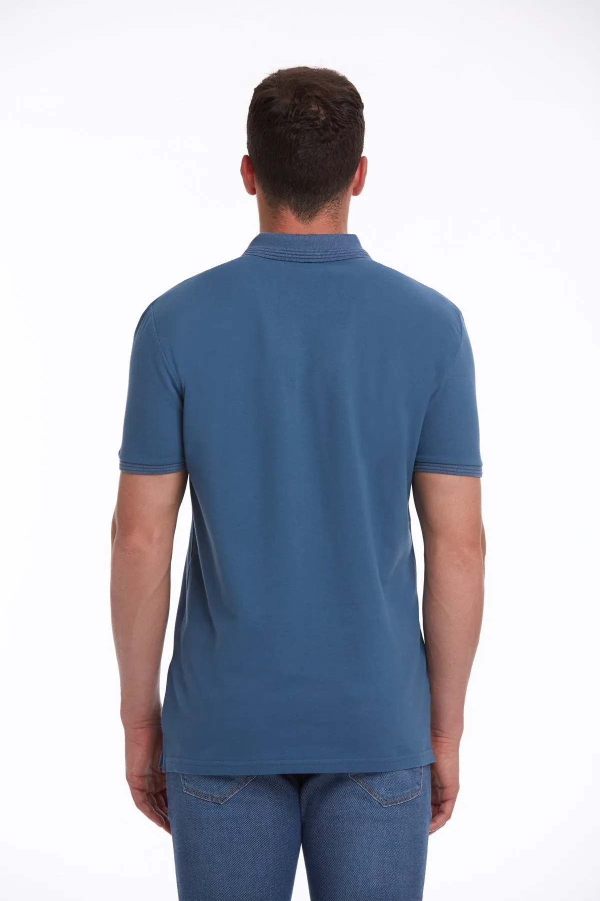 Regular Fit Indigo 100% Cotton Polo T-Shirt