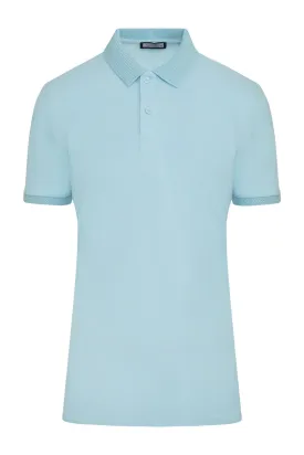 Regular Fit Light Blue Basic Cotton Polo T-Shirt