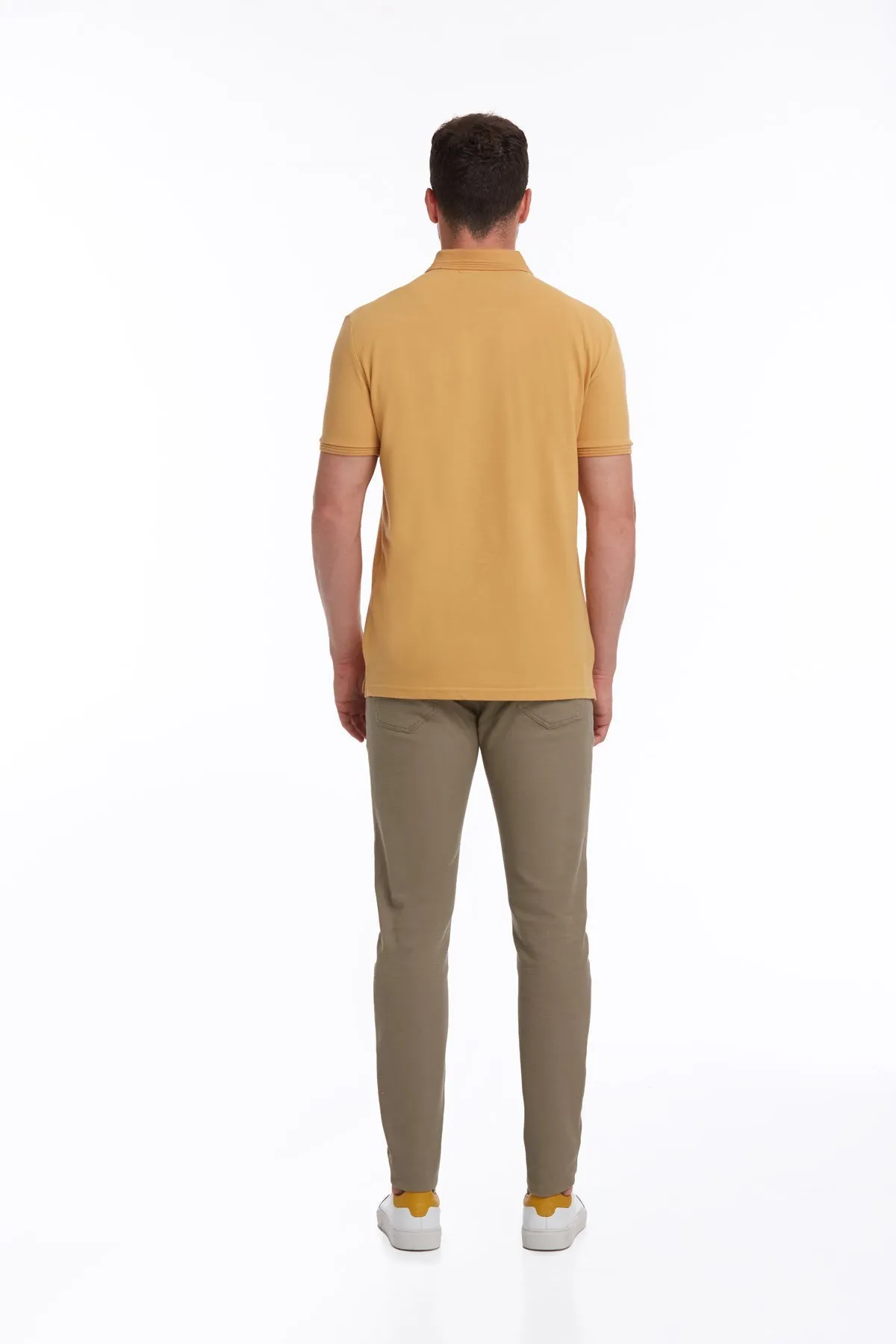 Regular Fit Mustard Basic Cotton Polo T-Shirt
