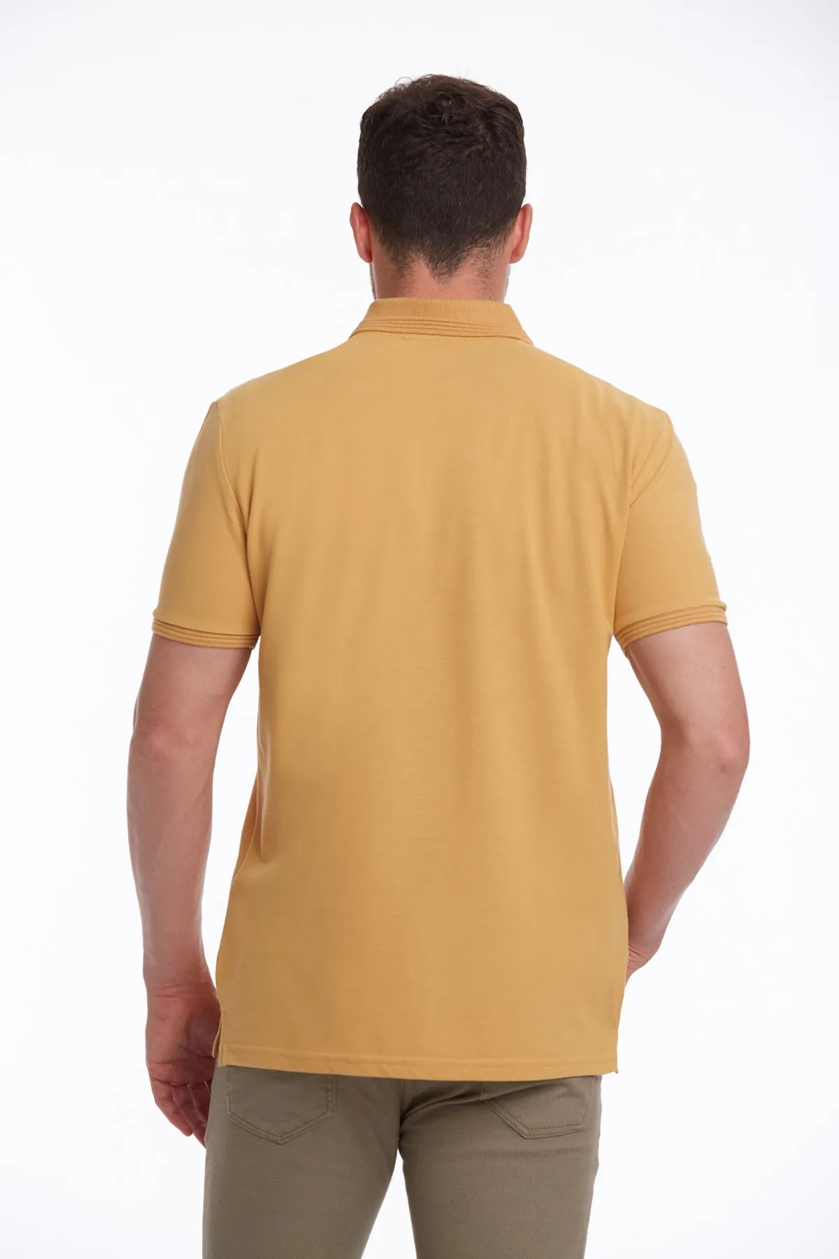 Regular Fit Mustard Basic Cotton Polo T-Shirt