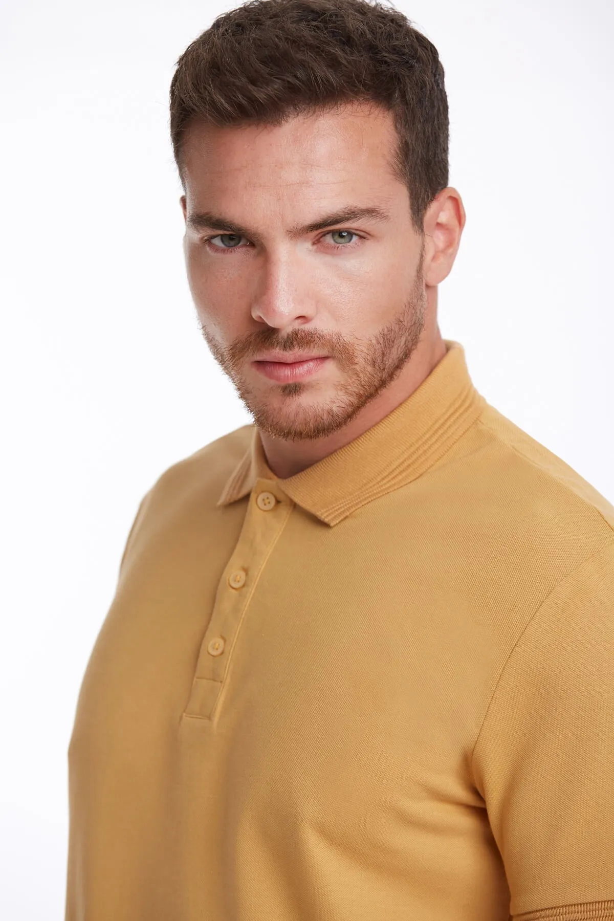 Regular Fit Mustard Basic Cotton Polo T-Shirt