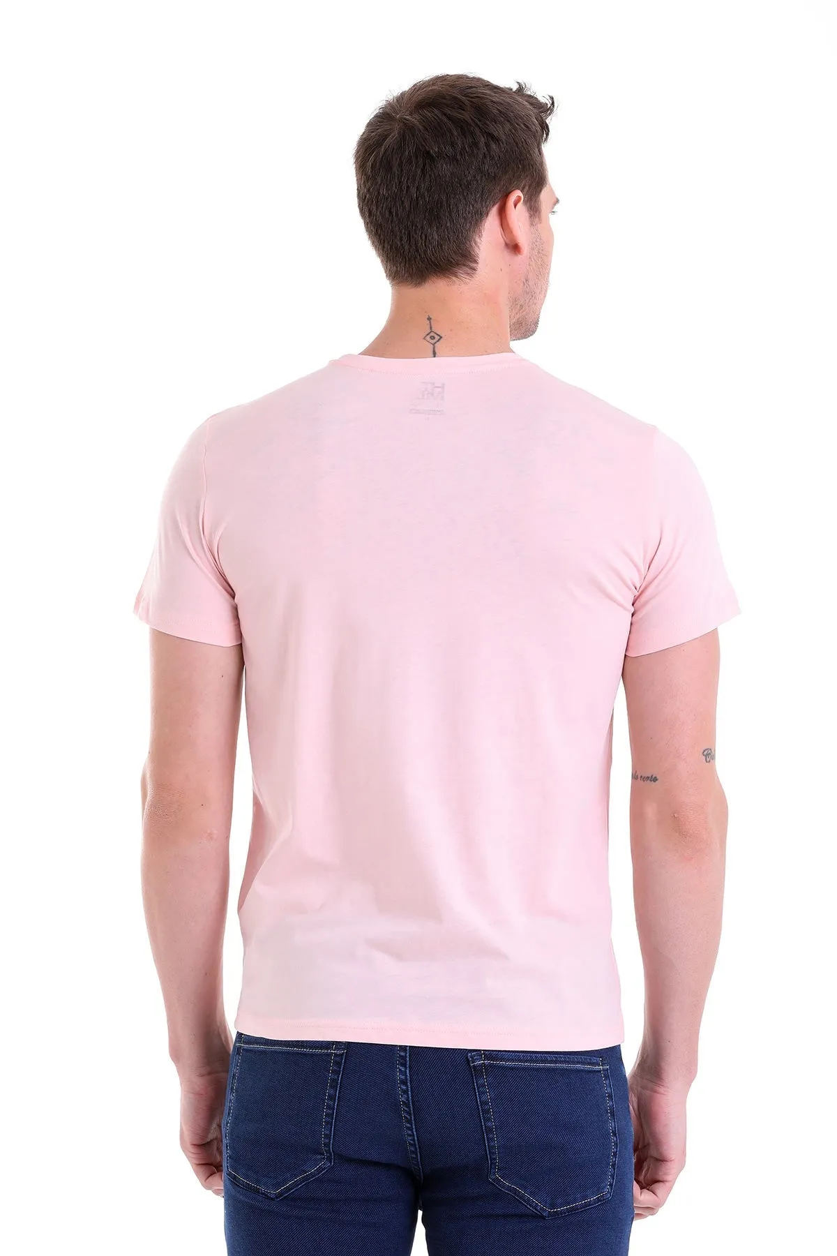 Regular Fit Pink Basic Cotton Crew Neck T-Shirt