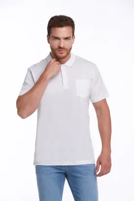 Regular Fit White Basic Cotton Polo T-Shirt