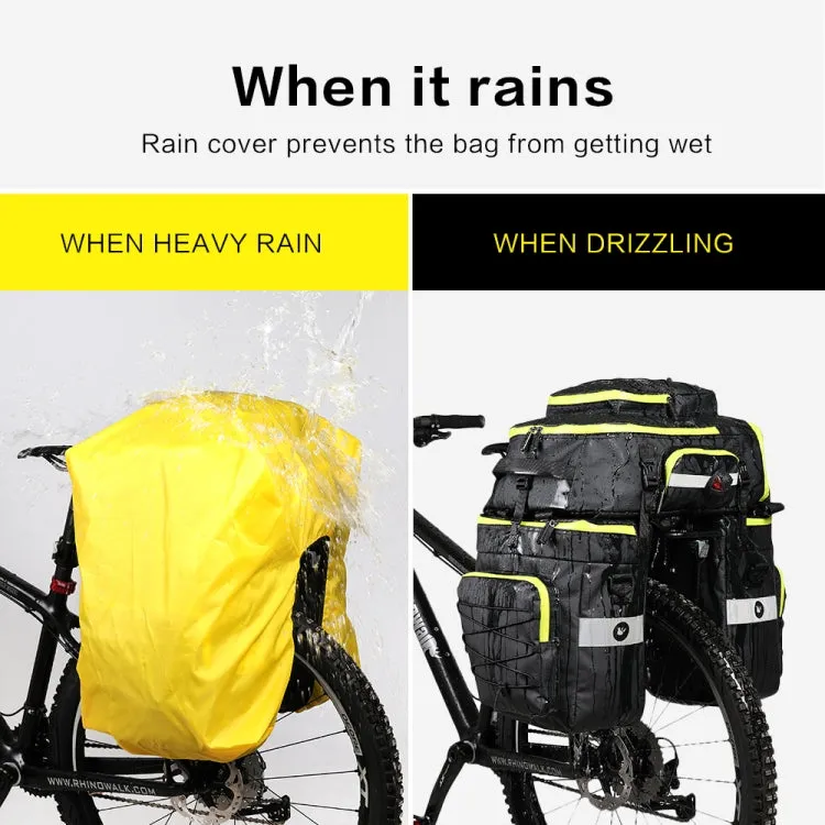 Rhinowalk Three-in-one Multifunctional Bicycle Rear Shelf Pannier Waterproof Long-distance Equipment(Full Black)