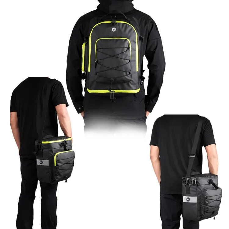 Rhinowalk Three-in-one Multifunctional Bicycle Rear Shelf Pannier Waterproof Long-distance Equipment(Full Black)