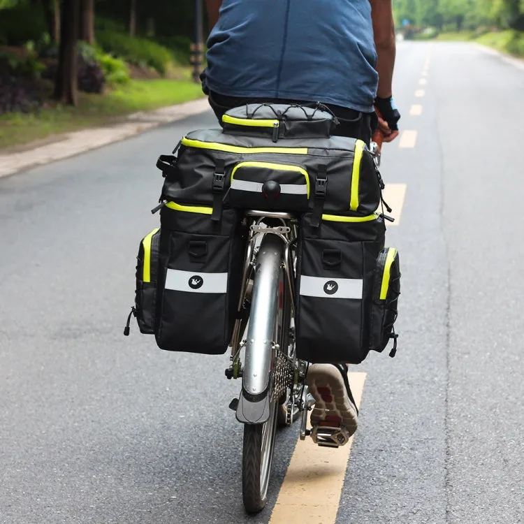 Rhinowalk Three-in-one Multifunctional Bicycle Rear Shelf Pannier Waterproof Long-distance Equipment(Full Black)