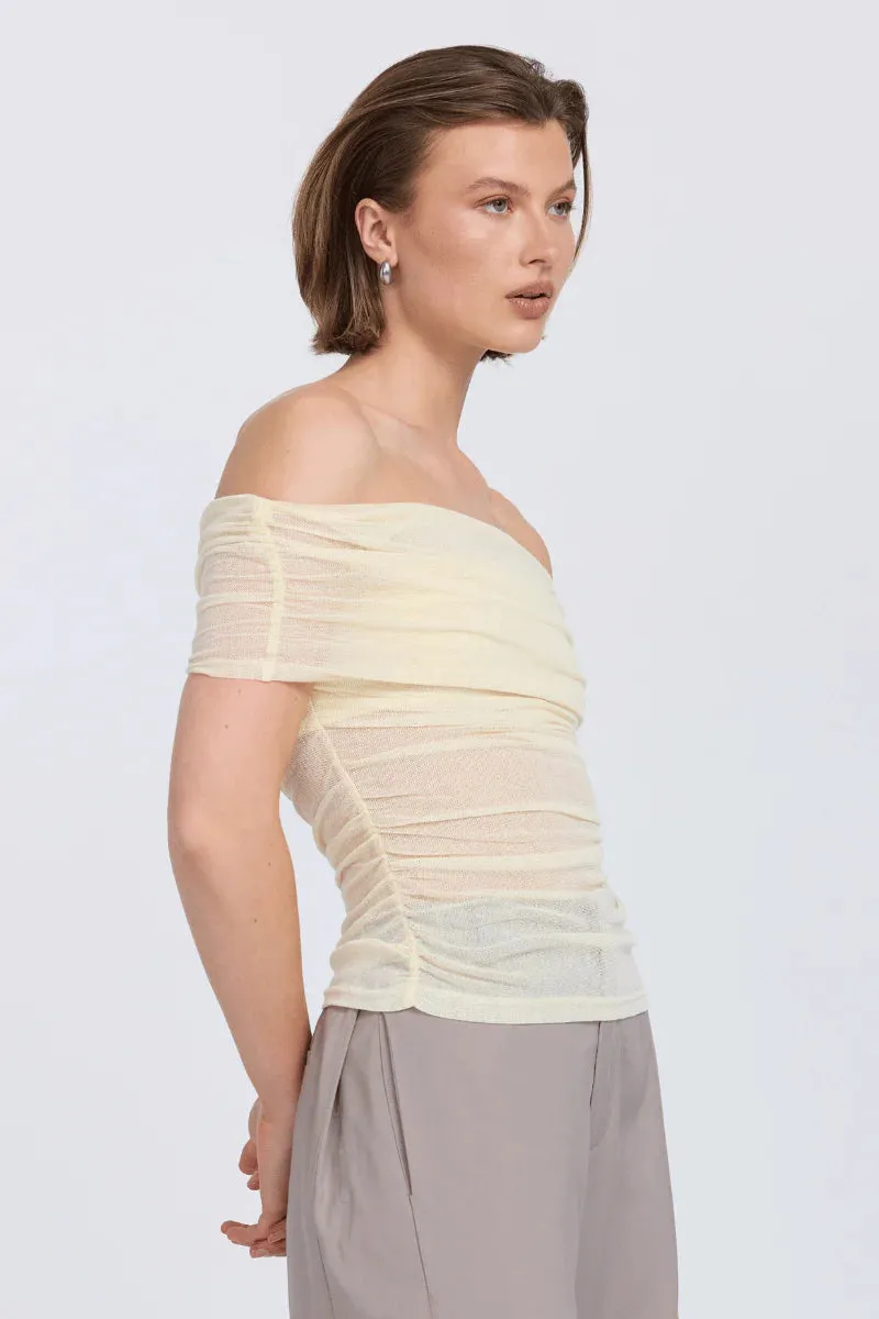 RISE MESH  TOP - BUTTERMILK