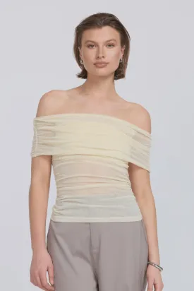 RISE MESH  TOP - BUTTERMILK