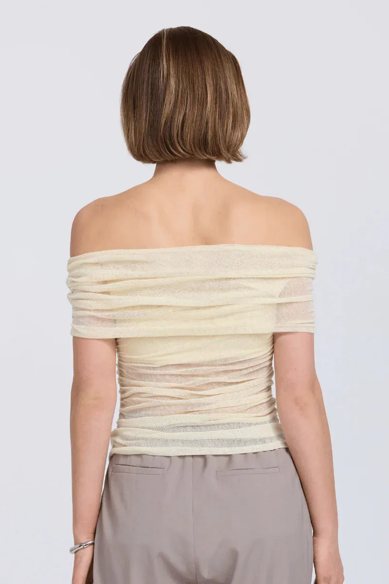 RISE MESH  TOP - BUTTERMILK