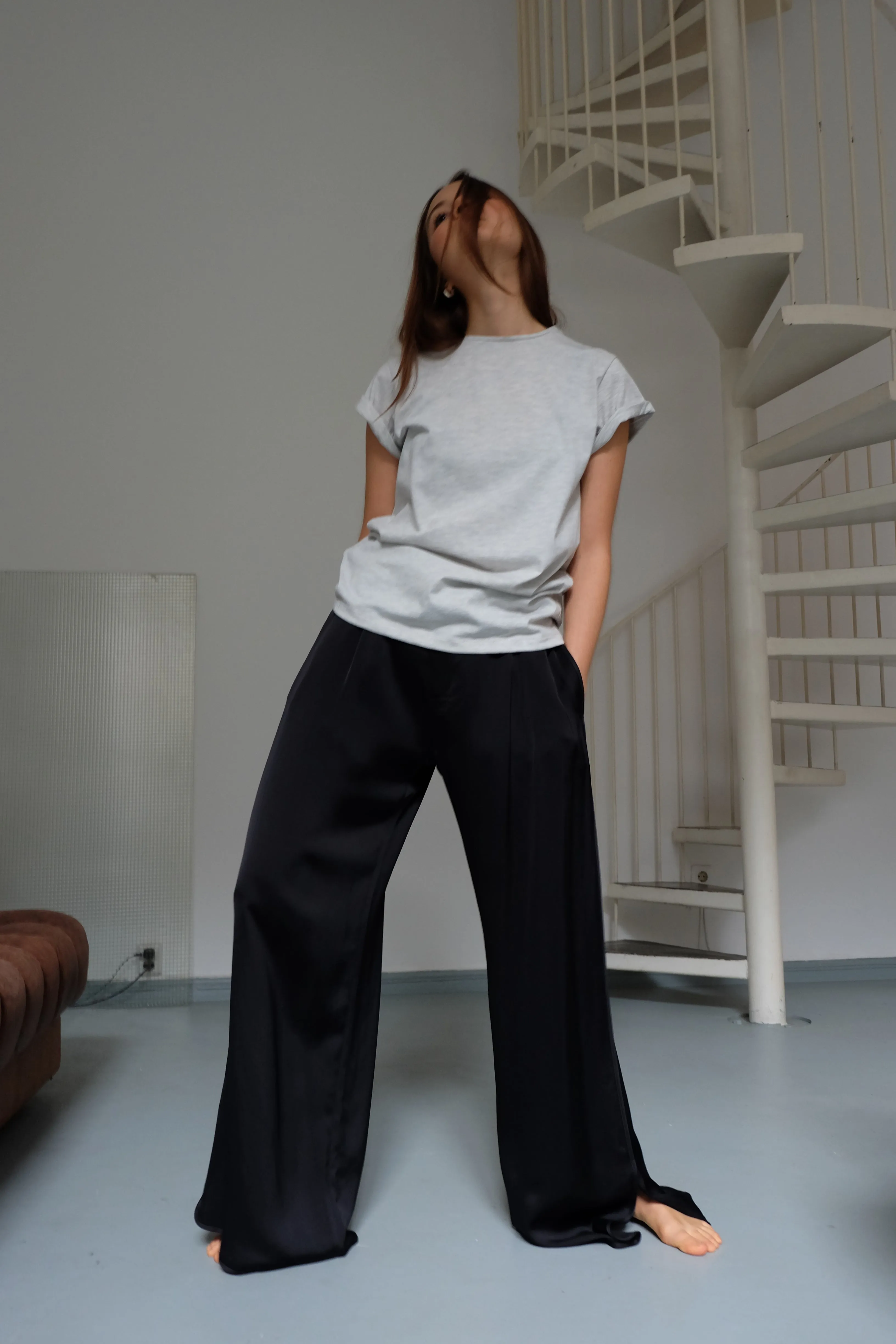 Rolled up sleeves shirt in light grey
