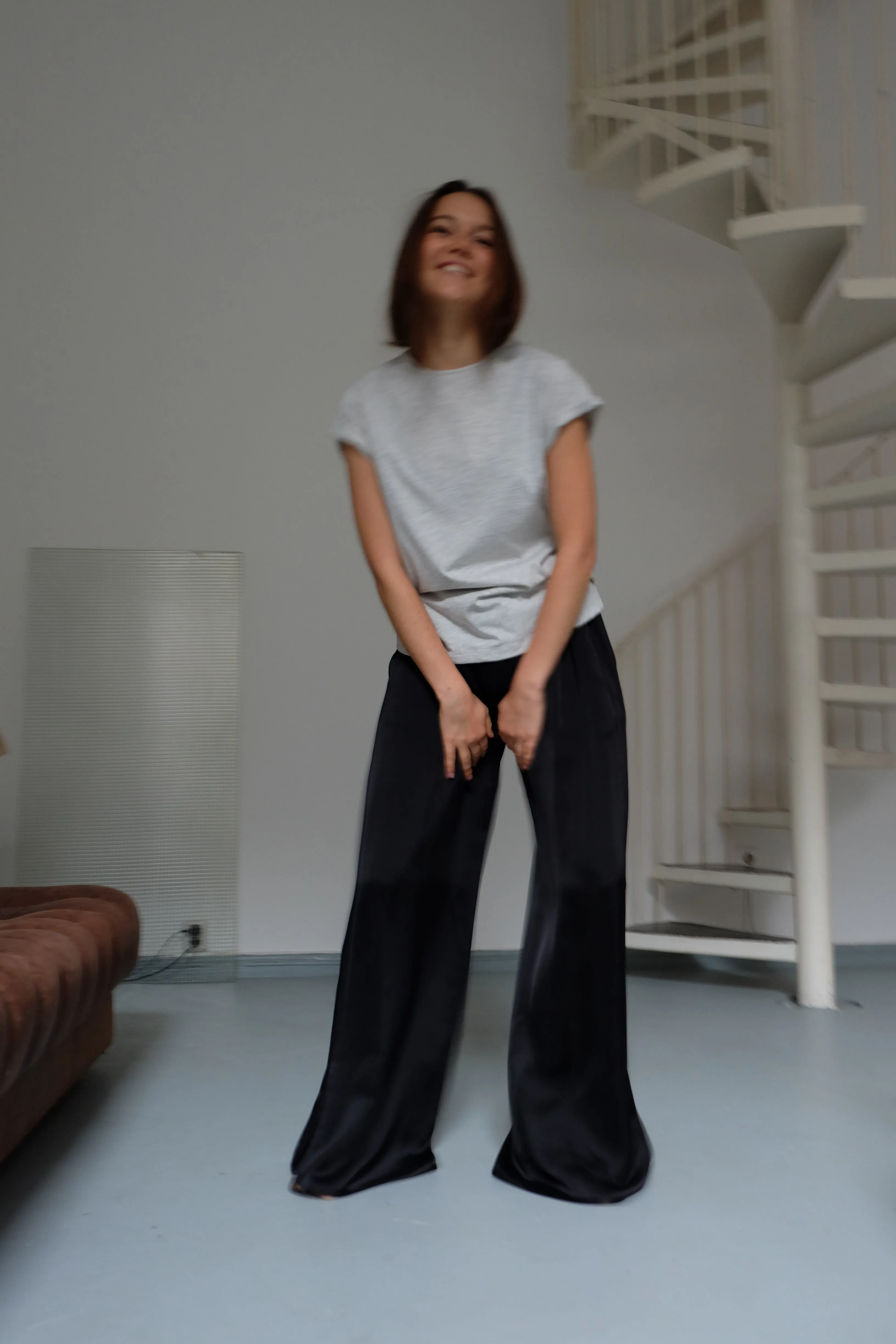 Rolled up sleeves shirt in light grey