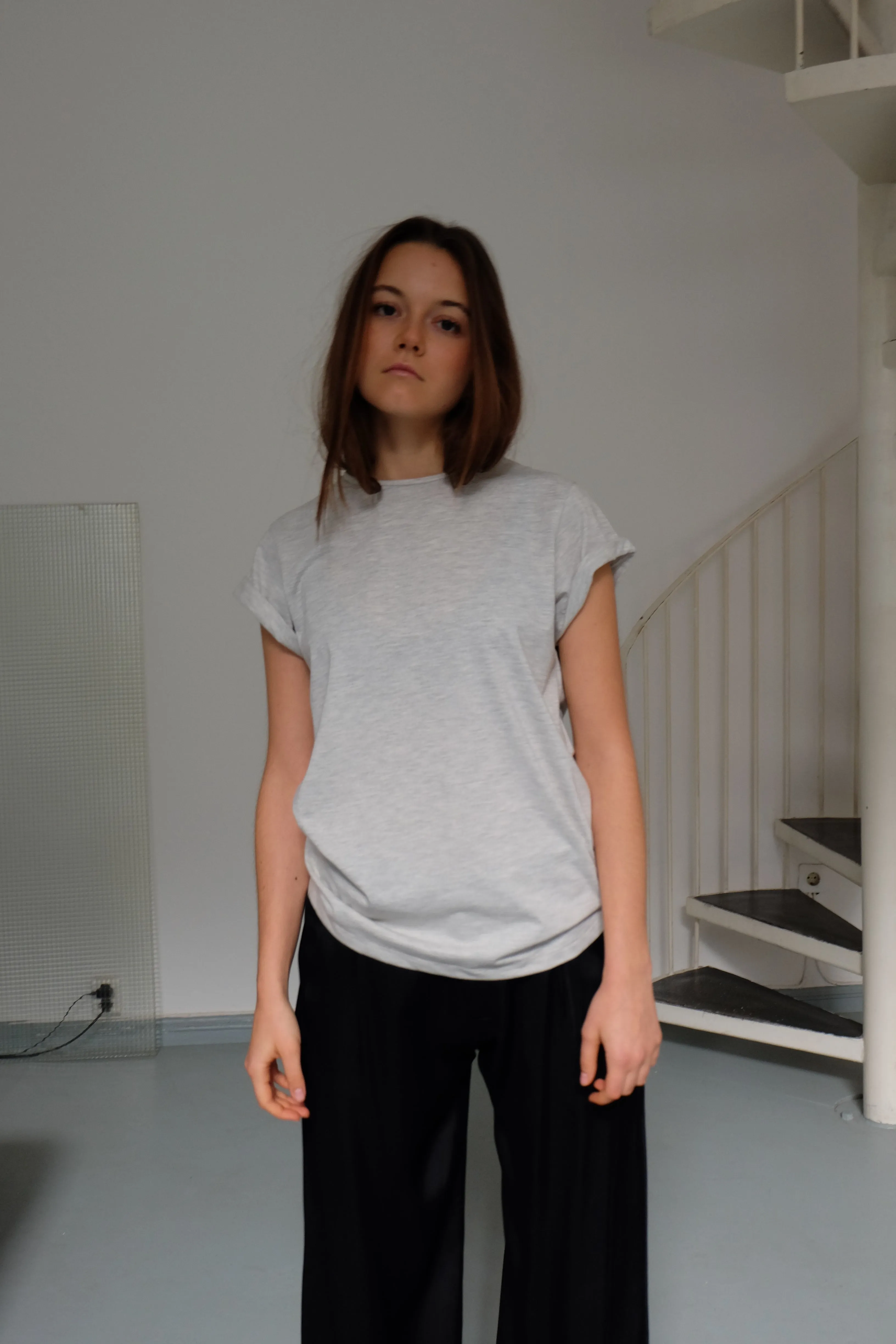 Rolled up sleeves shirt in light grey