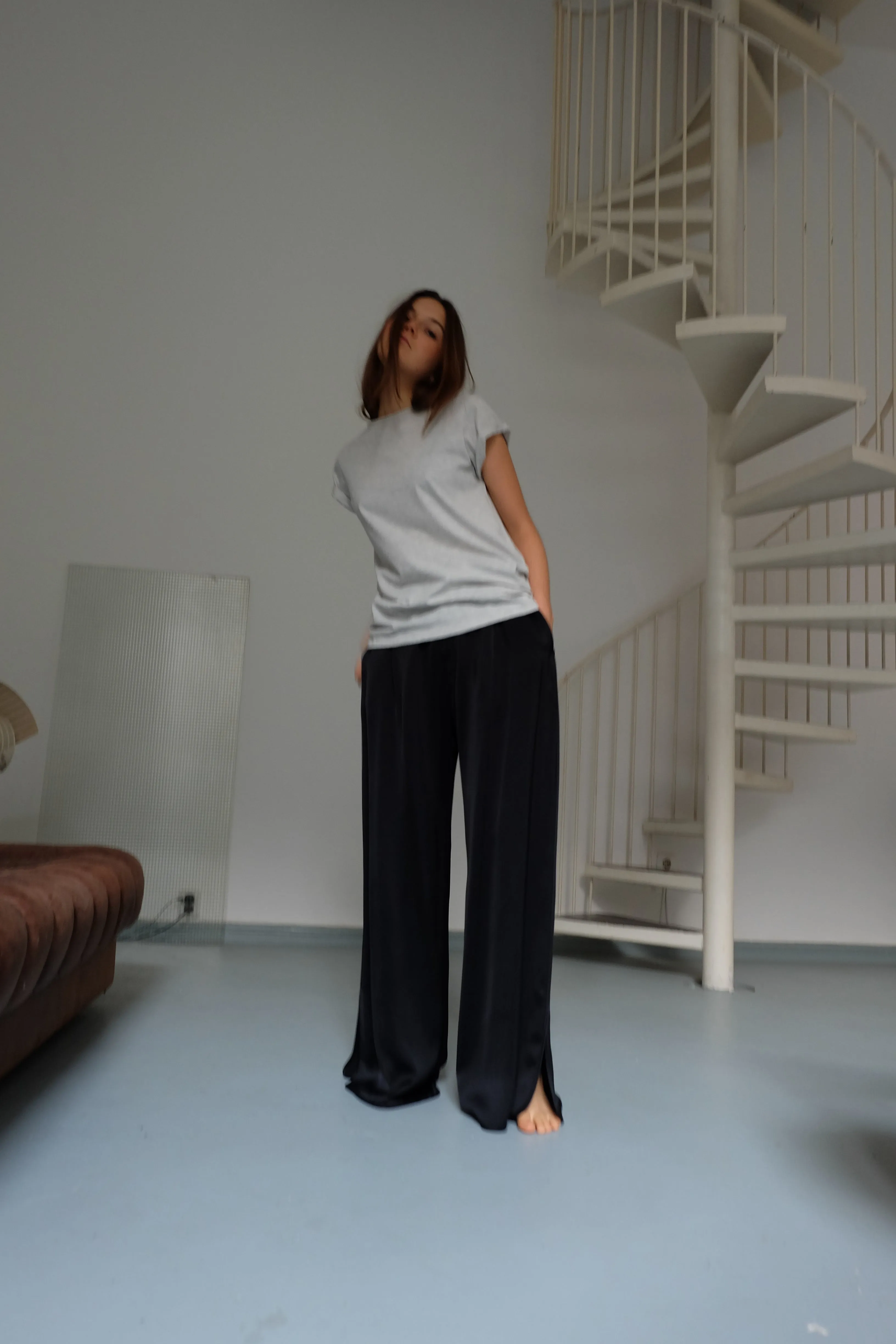 Rolled up sleeves shirt in light grey