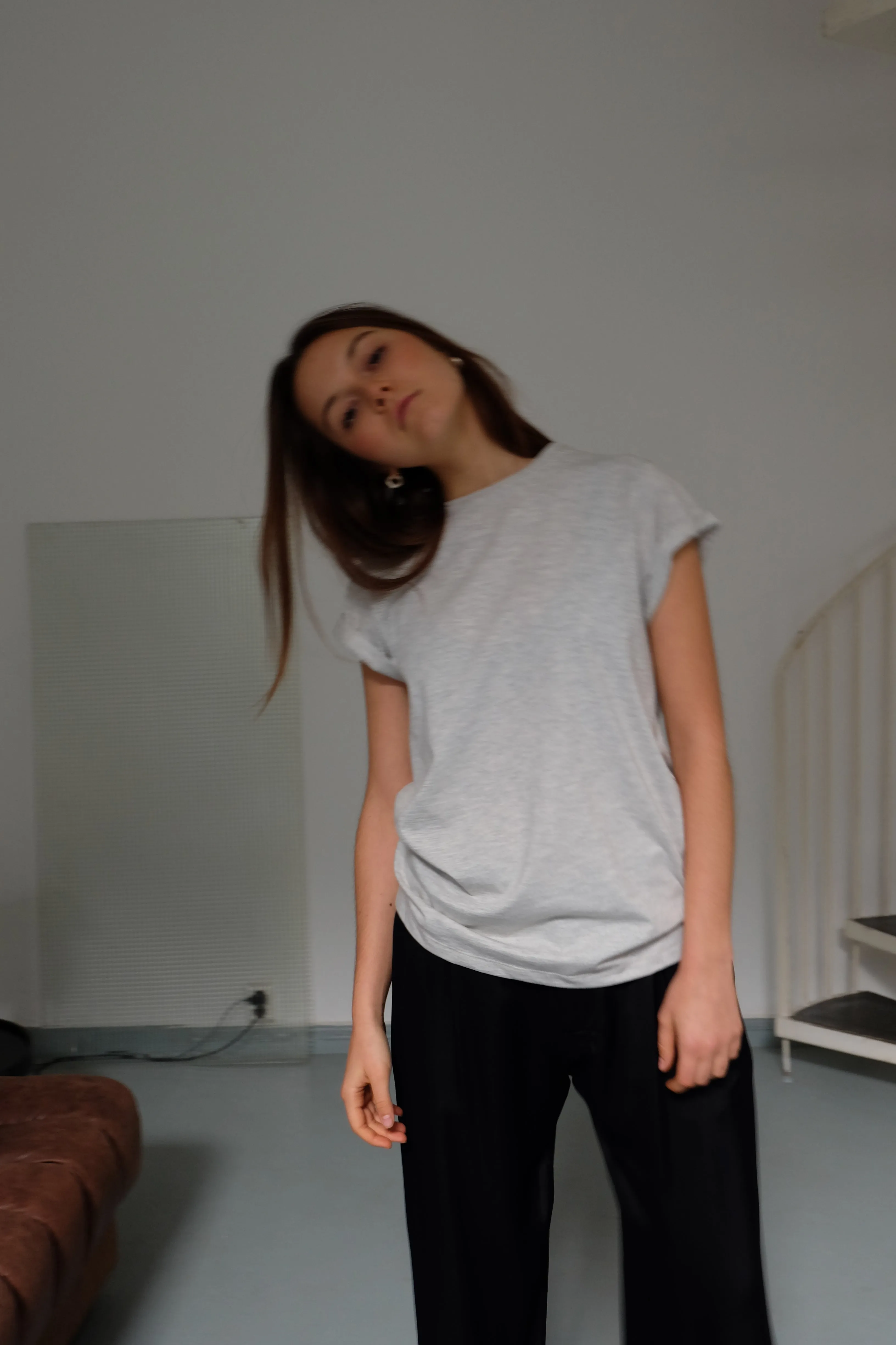 Rolled up sleeves shirt in light grey