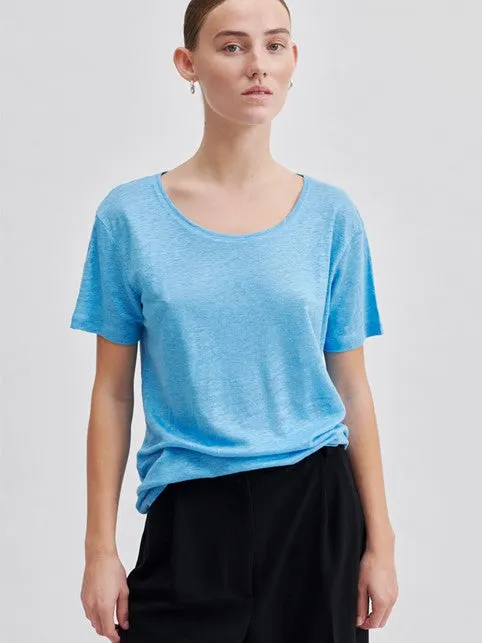 Second Female Peony O-Neck Tee Alaskan Blue