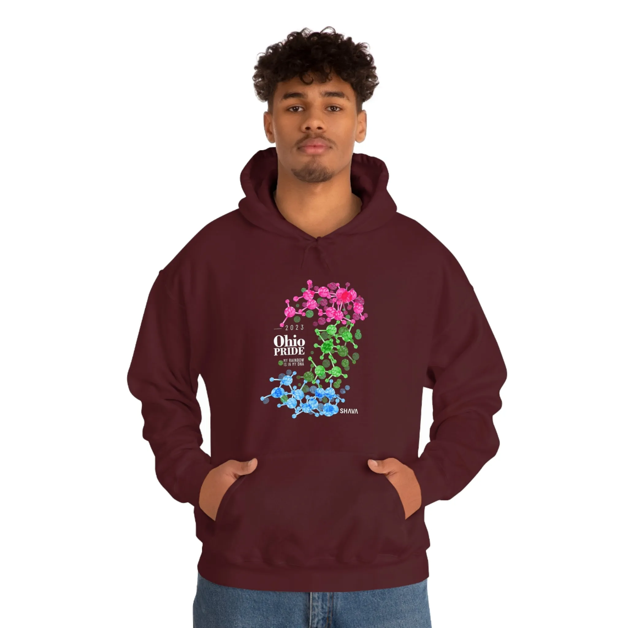 SHAVA CO Polysexual Flag 2023 Pride, Ohio Unisex Heavy Blend™ Hooded Sweatshirt - My Rainbow Is In My DNA