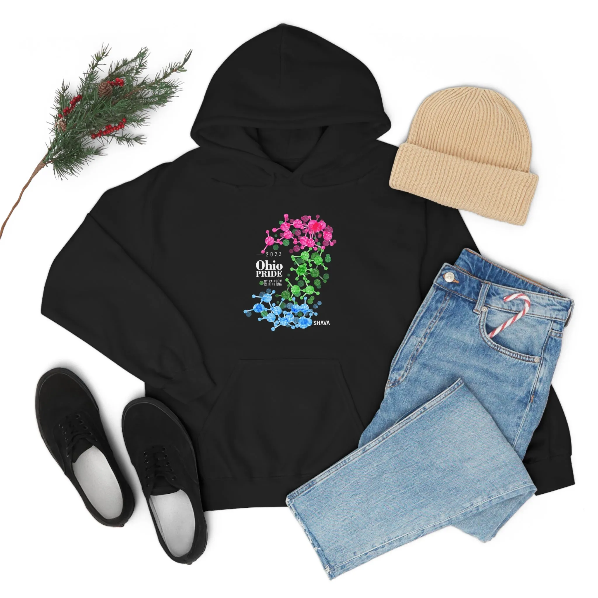SHAVA CO Polysexual Flag 2023 Pride, Ohio Unisex Heavy Blend™ Hooded Sweatshirt - My Rainbow Is In My DNA