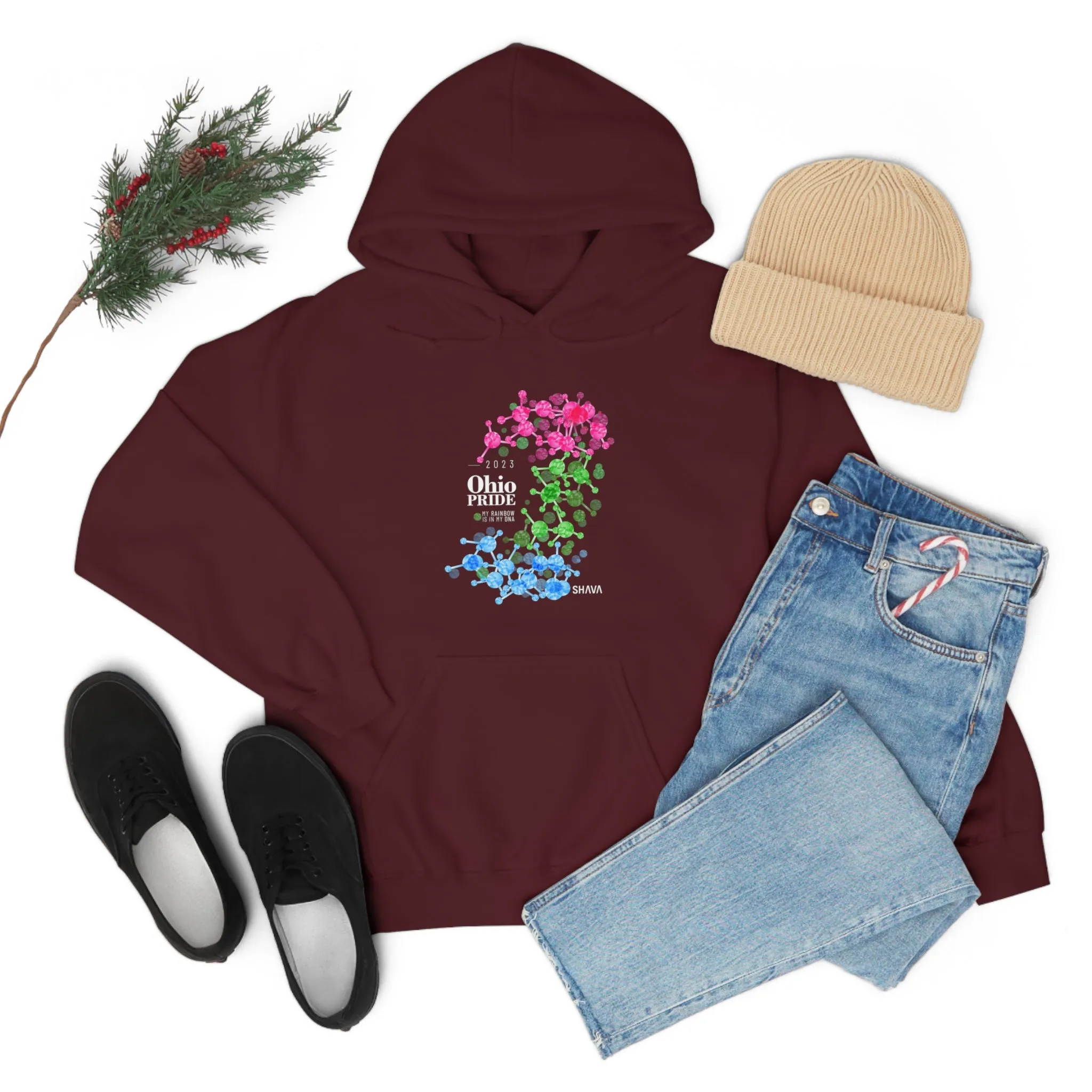 SHAVA CO Polysexual Flag 2023 Pride, Ohio Unisex Heavy Blend™ Hooded Sweatshirt - My Rainbow Is In My DNA