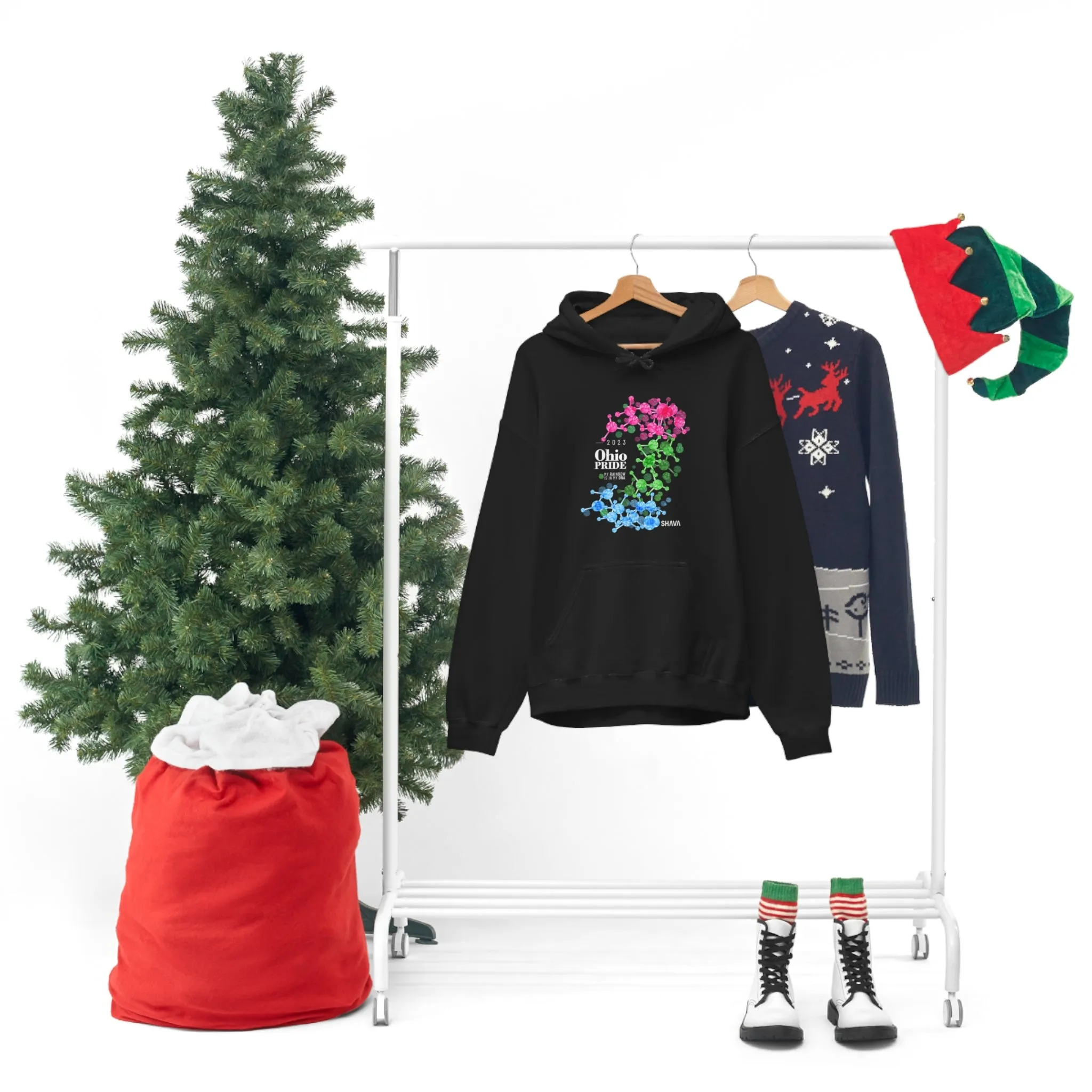 SHAVA CO Polysexual Flag 2023 Pride, Ohio Unisex Heavy Blend™ Hooded Sweatshirt - My Rainbow Is In My DNA