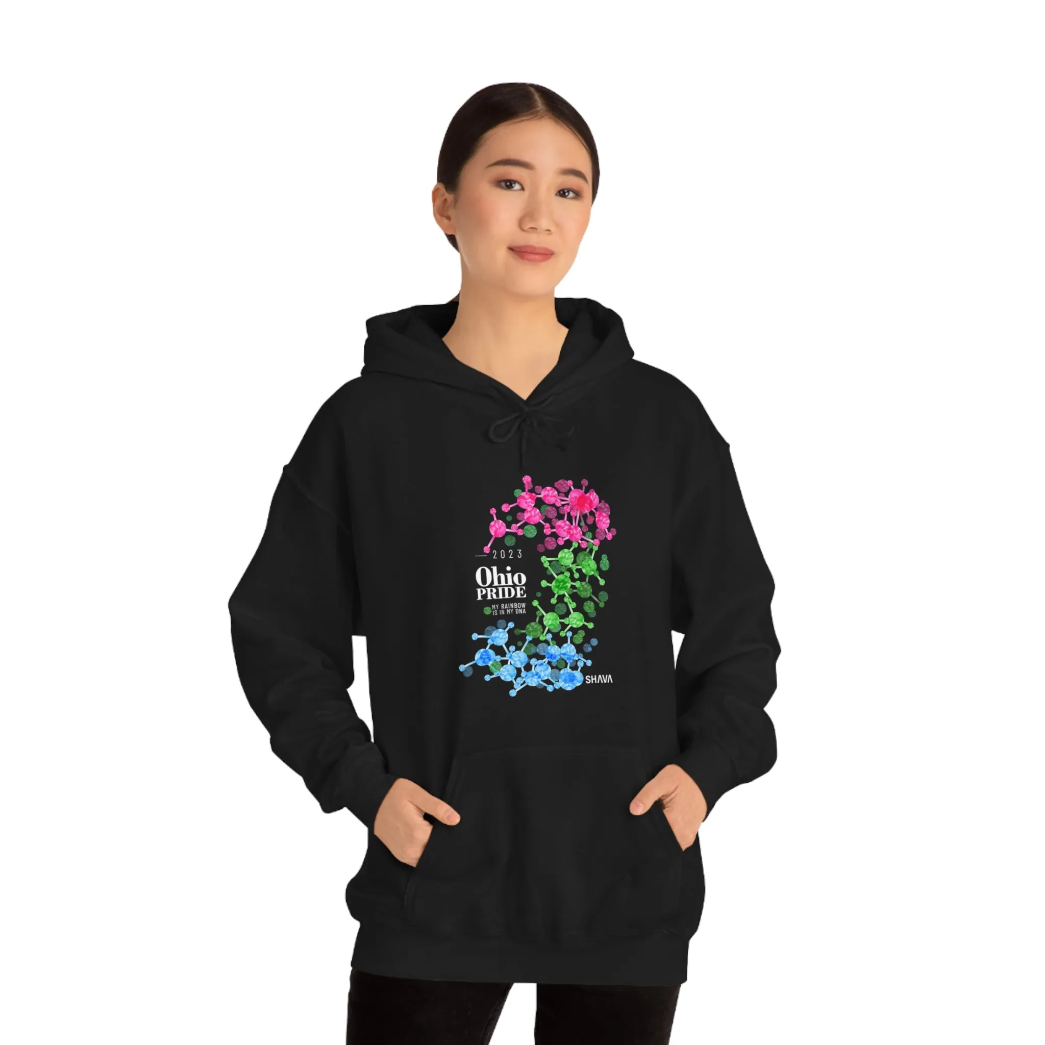 SHAVA CO Polysexual Flag 2023 Pride, Ohio Unisex Heavy Blend™ Hooded Sweatshirt - My Rainbow Is In My DNA