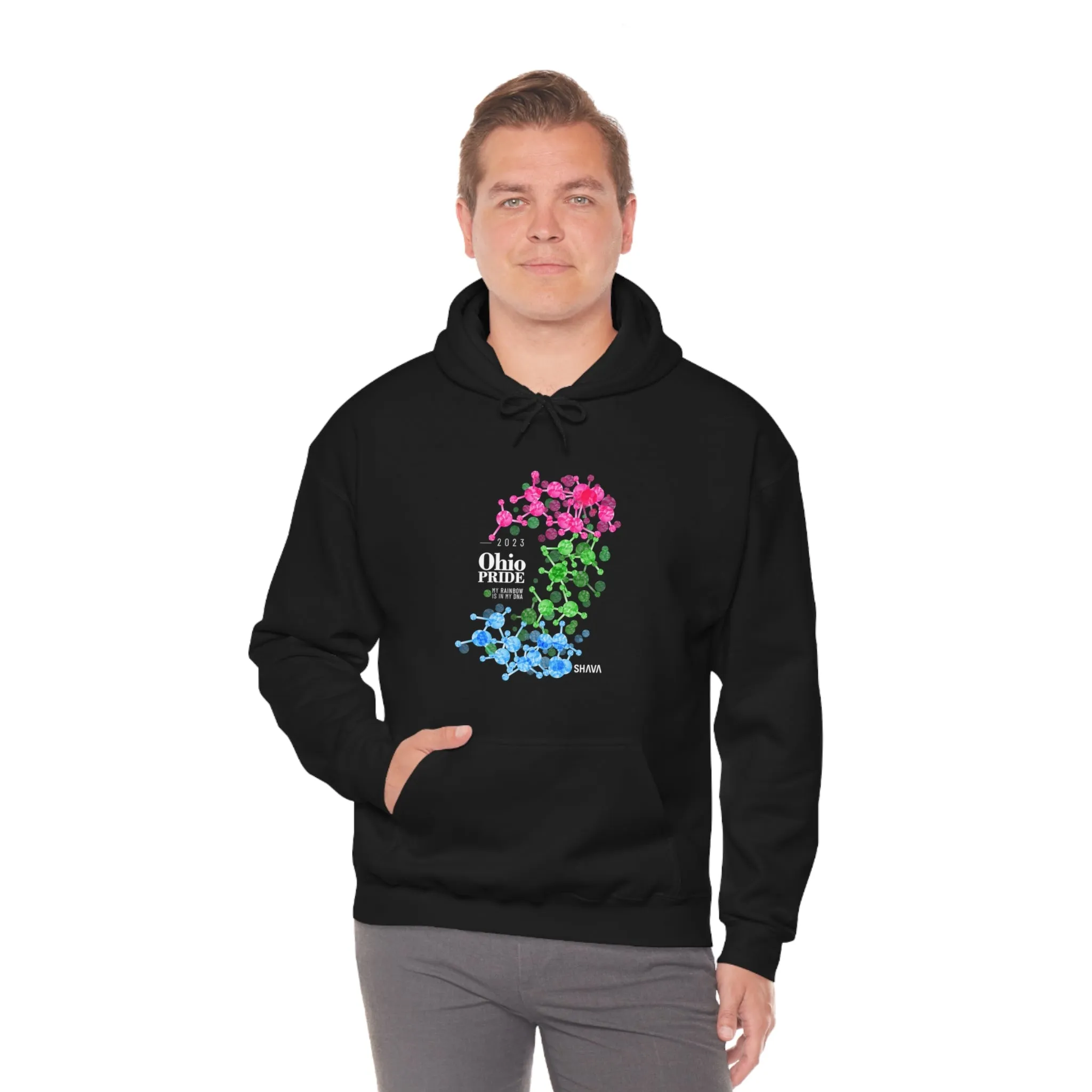 SHAVA CO Polysexual Flag 2023 Pride, Ohio Unisex Heavy Blend™ Hooded Sweatshirt - My Rainbow Is In My DNA