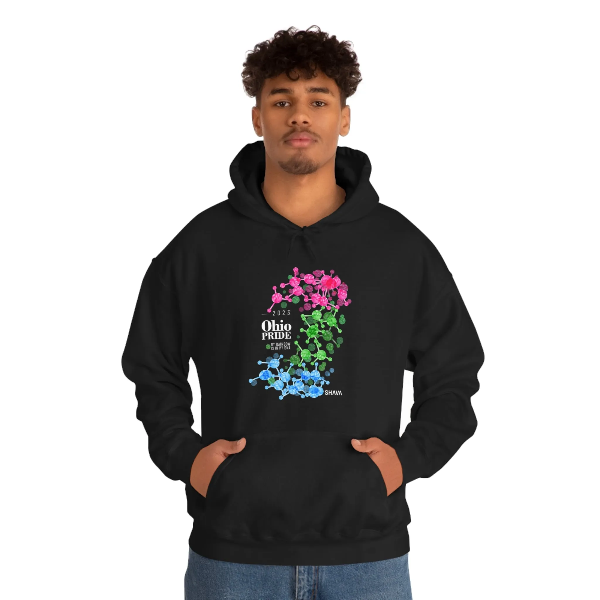 SHAVA CO Polysexual Flag 2023 Pride, Ohio Unisex Heavy Blend™ Hooded Sweatshirt - My Rainbow Is In My DNA