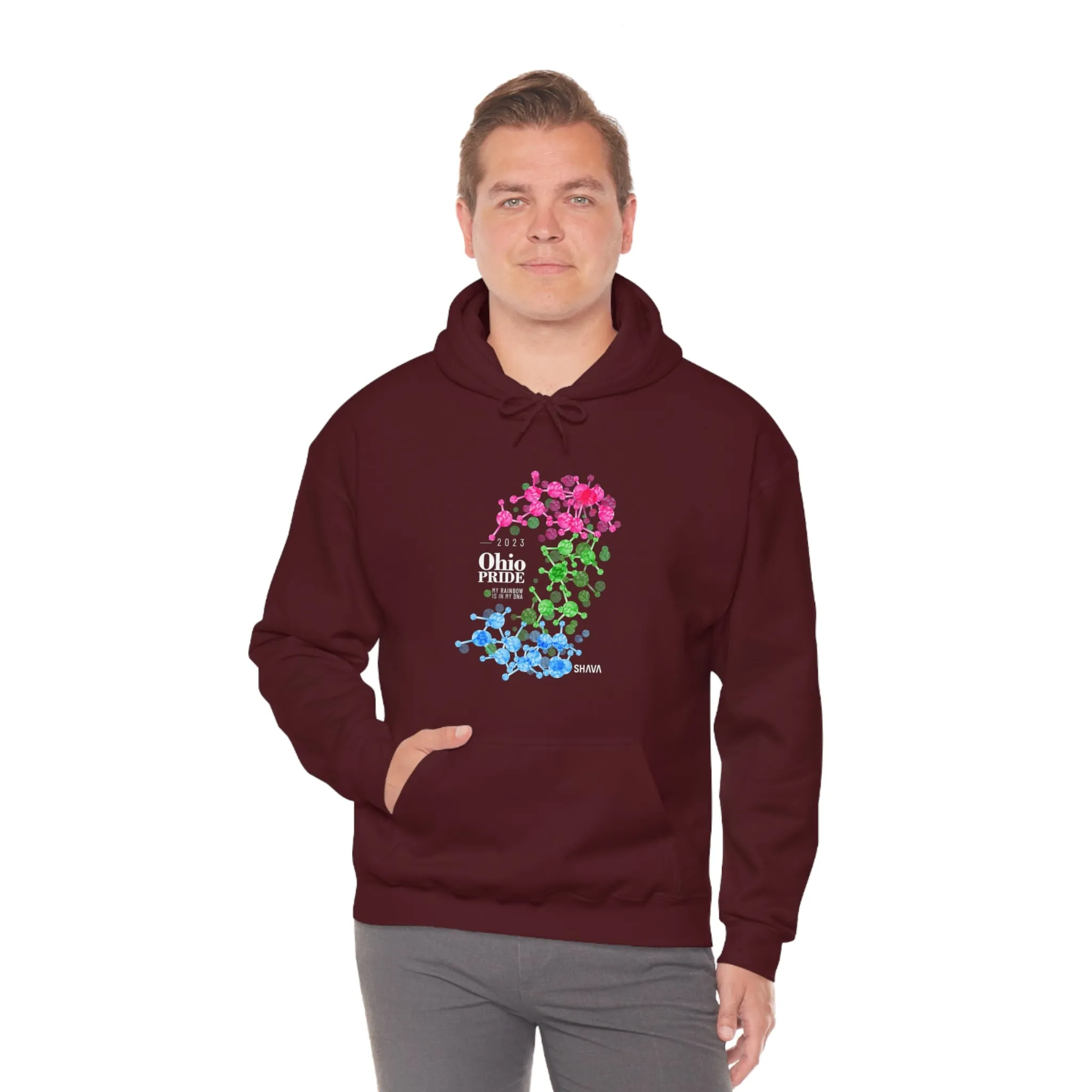 SHAVA CO Polysexual Flag 2023 Pride, Ohio Unisex Heavy Blend™ Hooded Sweatshirt - My Rainbow Is In My DNA