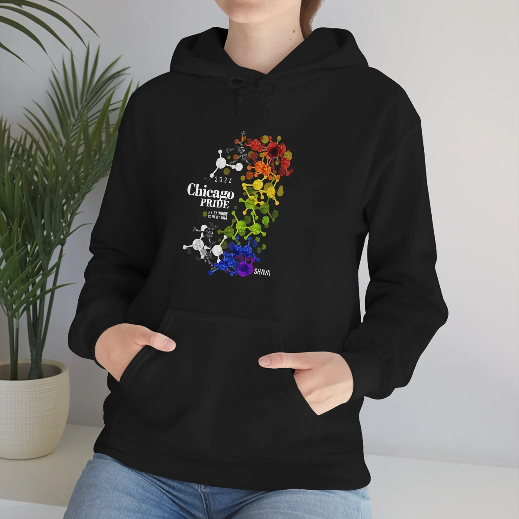 SHAVA CO Straight Ally Flag 2023 Pride, Chicago Unisex Heavy Blend™ Hooded Sweatshirt - My Rainbow Is In My DNA