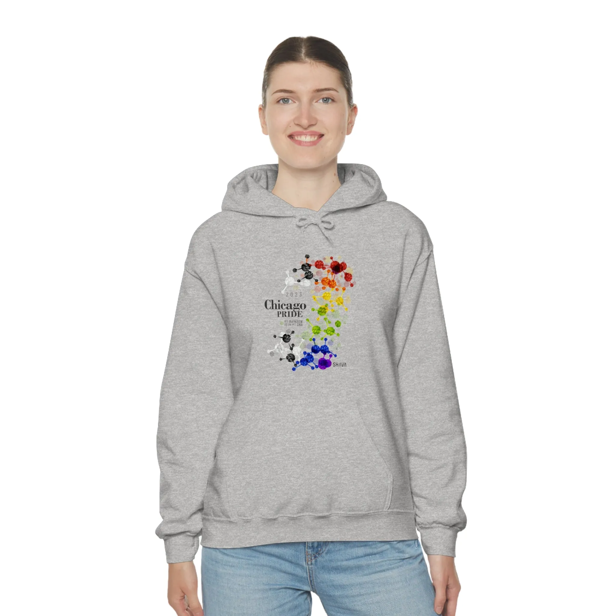 SHAVA CO Straight Ally Flag 2023 Pride, Chicago Unisex Heavy Blend™ Hooded Sweatshirt - My Rainbow Is In My DNA