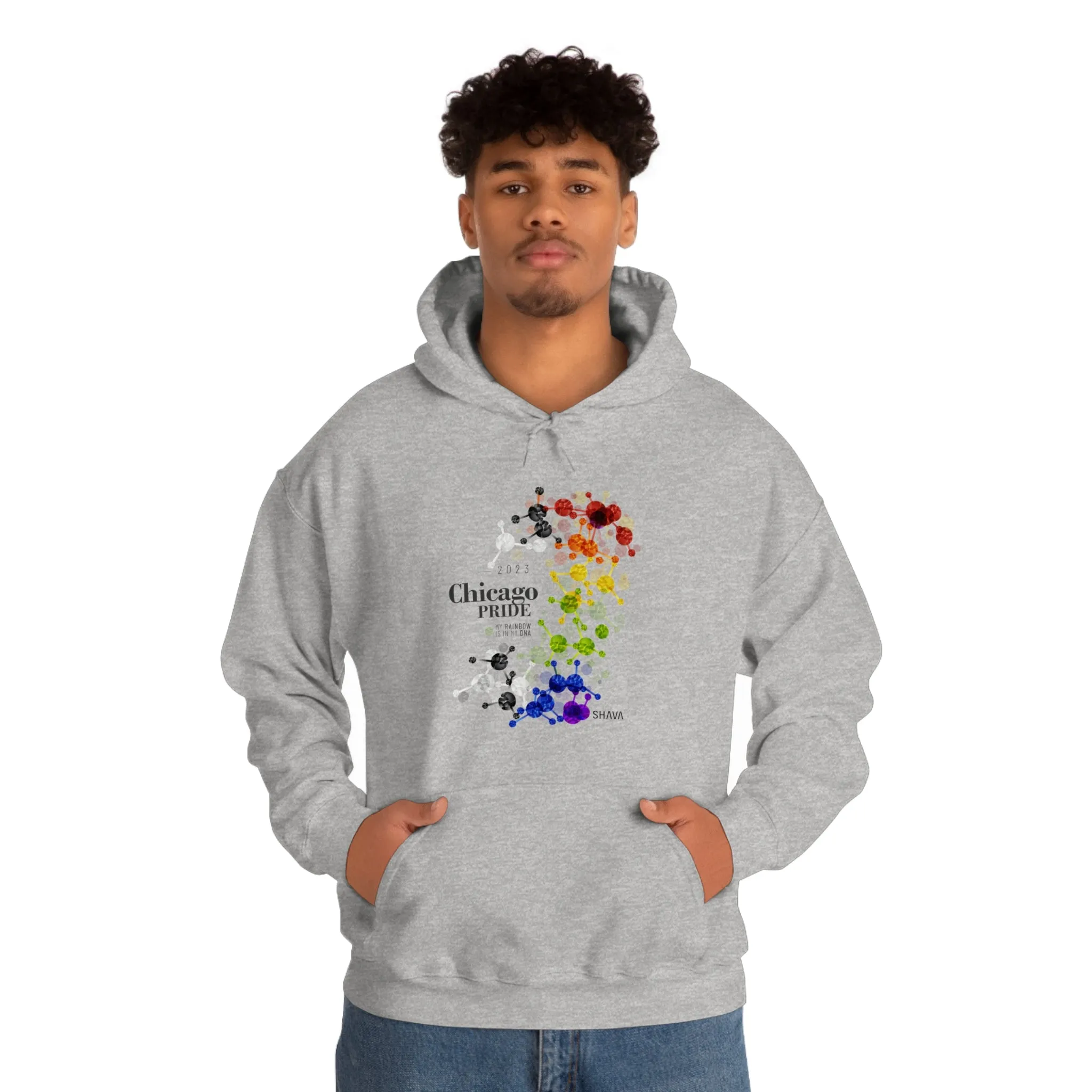 SHAVA CO Straight Ally Flag 2023 Pride, Chicago Unisex Heavy Blend™ Hooded Sweatshirt - My Rainbow Is In My DNA