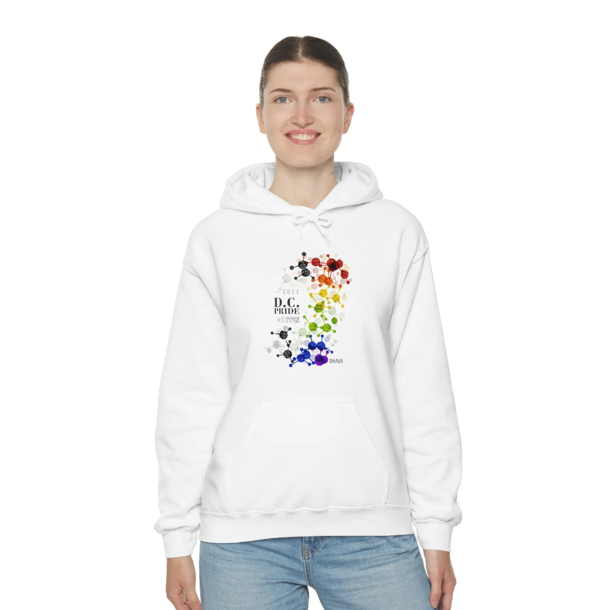 SHAVA CO Straight Ally  Flag 2023 Pride, Washington D.C Unisex Heavy Blend™ Hooded Sweatshirt - My Rainbow Is In My DNA