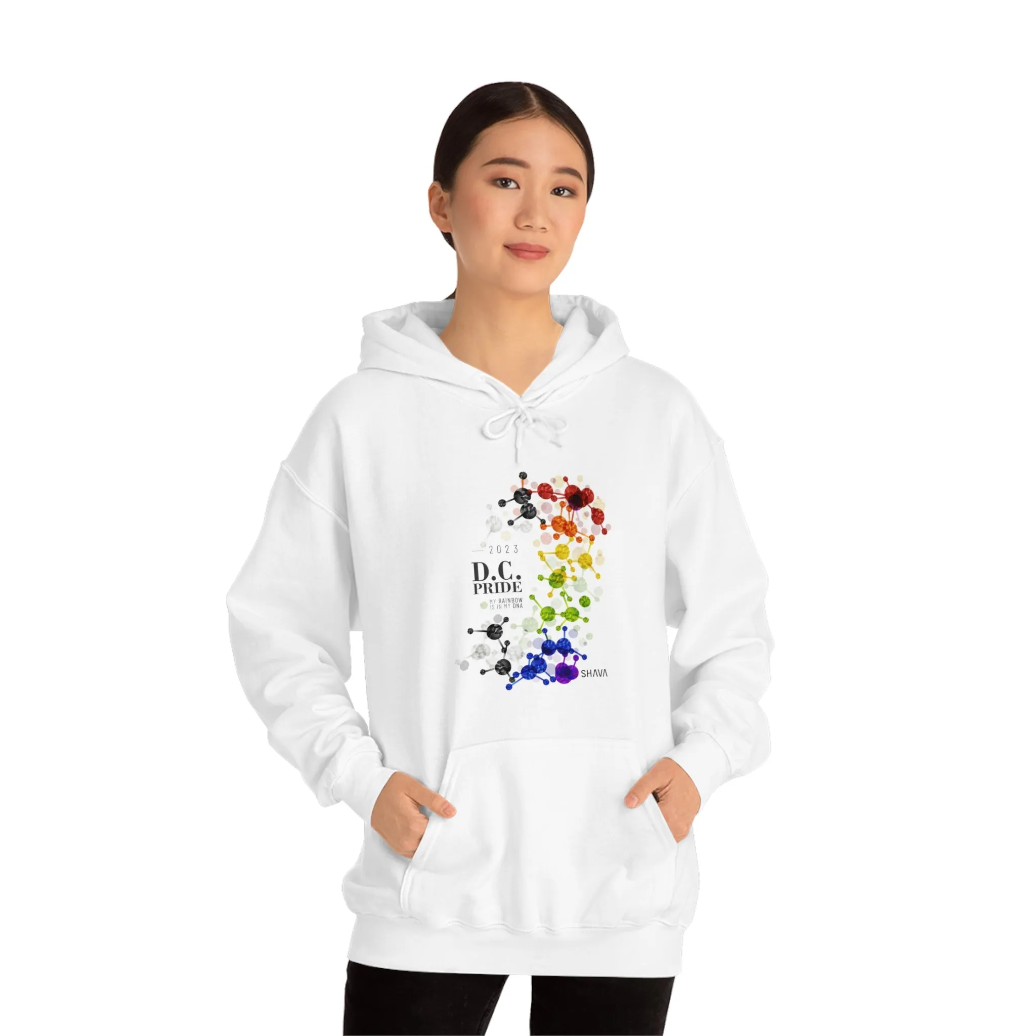 SHAVA CO Straight Ally  Flag 2023 Pride, Washington D.C Unisex Heavy Blend™ Hooded Sweatshirt - My Rainbow Is In My DNA