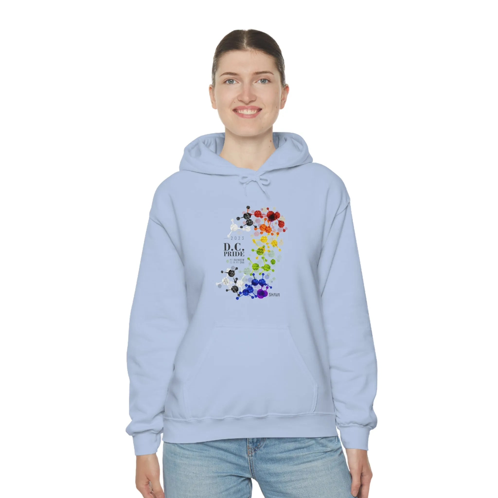 SHAVA CO Straight Ally  Flag 2023 Pride, Washington D.C Unisex Heavy Blend™ Hooded Sweatshirt - My Rainbow Is In My DNA