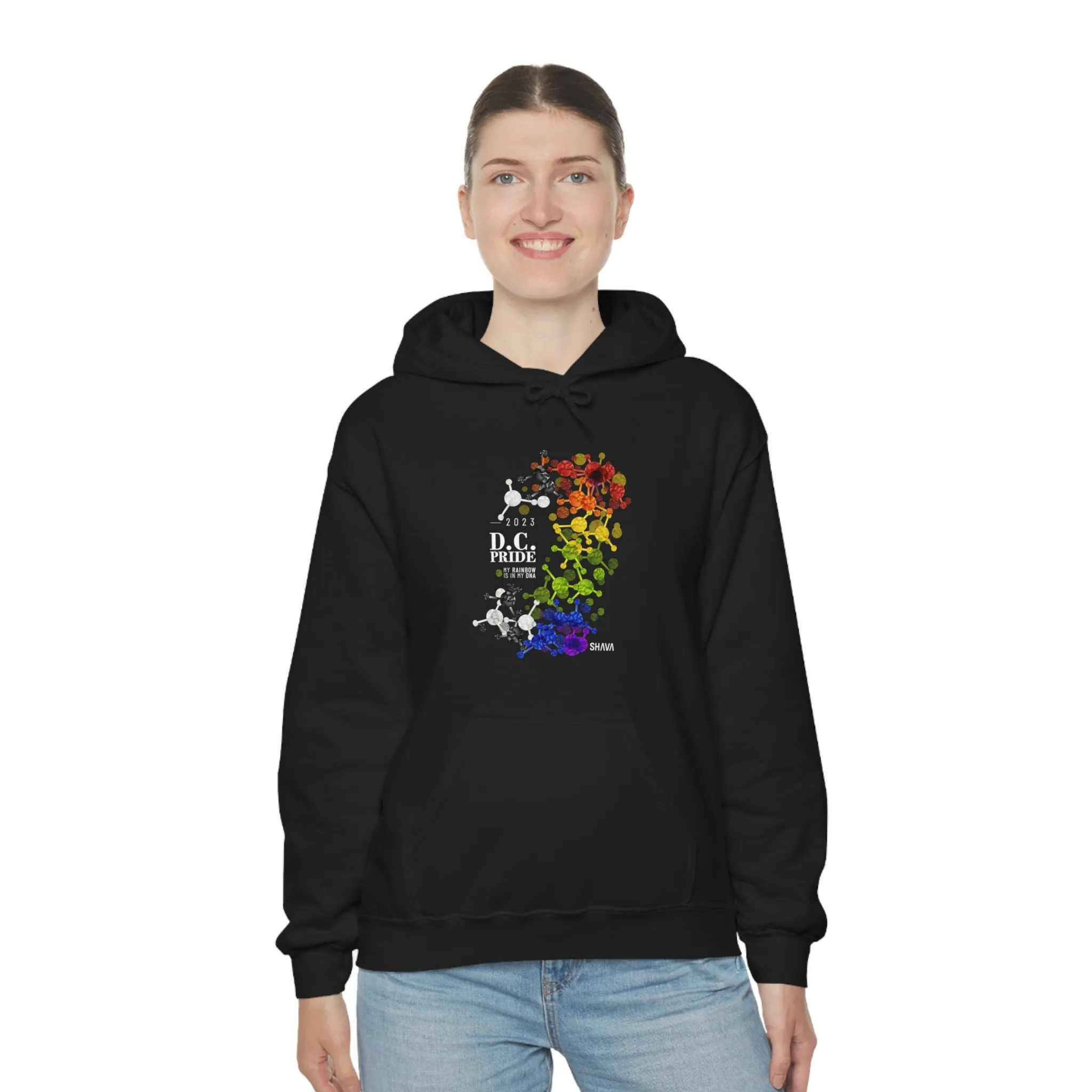 SHAVA CO Straight Ally  Flag 2023 Pride, Washington D.C Unisex Heavy Blend™ Hooded Sweatshirt - My Rainbow Is In My DNA