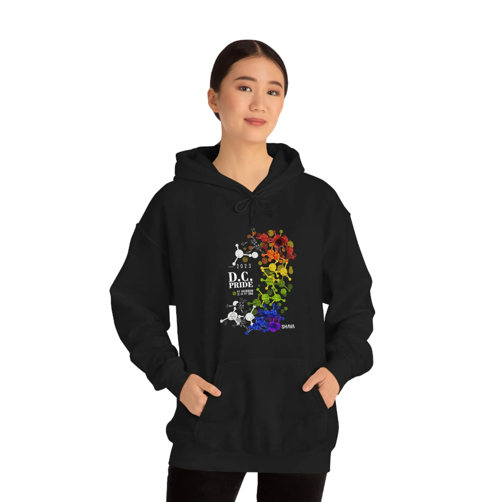 SHAVA CO Straight Ally  Flag 2023 Pride, Washington D.C Unisex Heavy Blend™ Hooded Sweatshirt - My Rainbow Is In My DNA