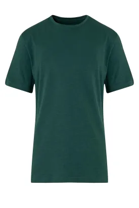 Slim Fit Basic Cotton Green Crew Neck T-Shirt